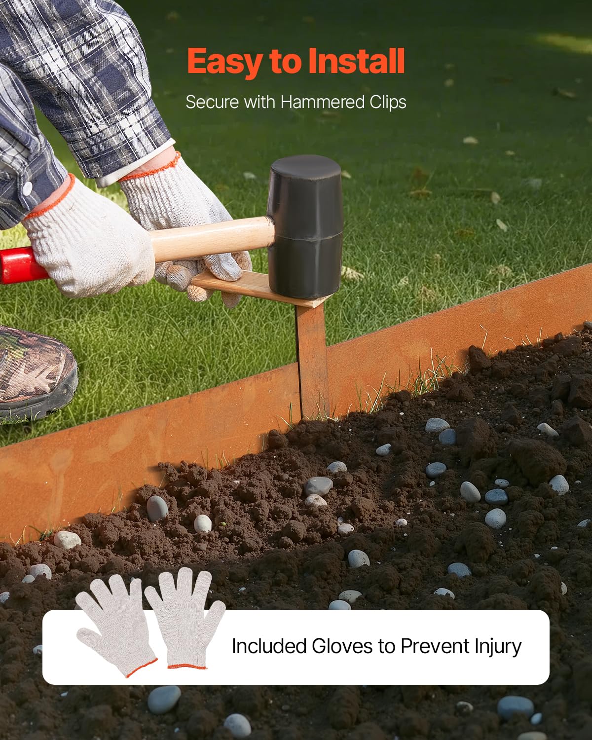 VEVOR 6 PCS Borde de Acero para Paisajismo 1016 x 203,2 x 1,5 mm Resistente a la Intemperie y Antioxidante, Cerca de Borde de Jardín de Punta de Tiburón para Parterres de Flores y Caminos de Patio