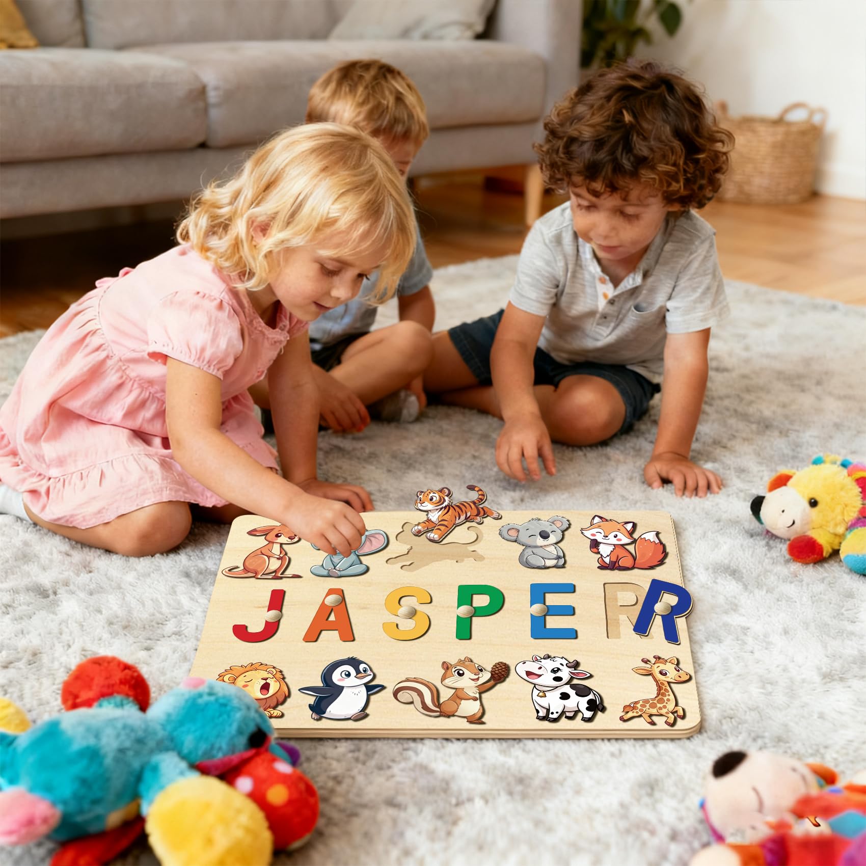 Puzzle Legno Personalizzato Con Nome, Puzzle Legno Bambini 1 Anno Con Animali Per Regali 1 Anno, Regalo Personalizzato Per Bambini Piccoli (1-3 Anni)