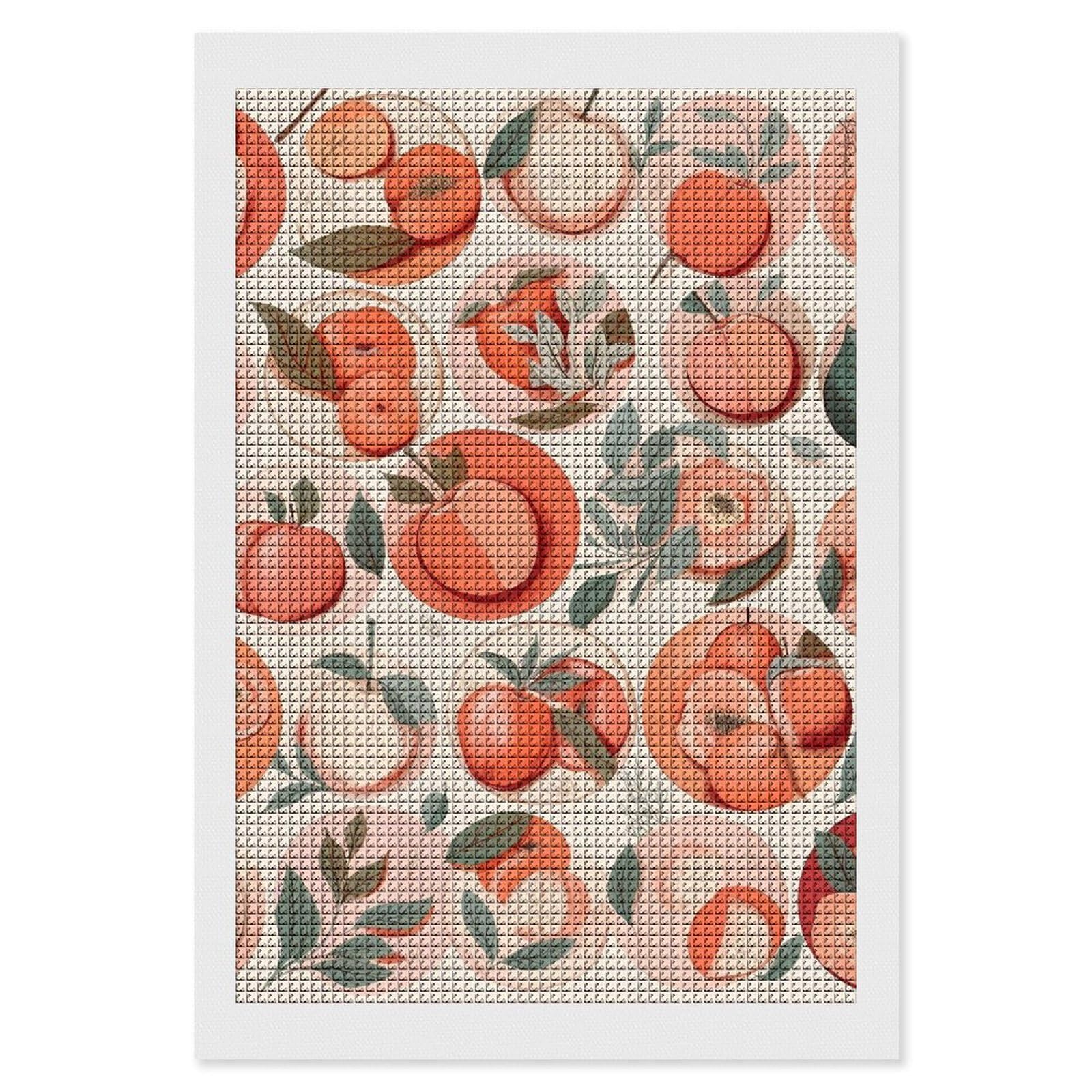 Round Peach Diamond Art Kits for Adults, DIY 5D Diamonds Painting Kits for Beginner, Round Full Drill Diamond Dots Painting, 8"x12" Diamonds Pictures Gem Art and Crafts Wall Decor
