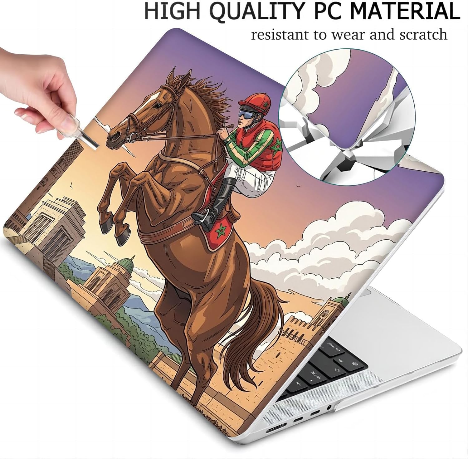 Compatible with MacBook Neo 13-inch, Hard Shell Case with Keyboard Cover and Screen Protector (A3404 A18 Pro chip, 2026 Release) - Horse Racing MC23274