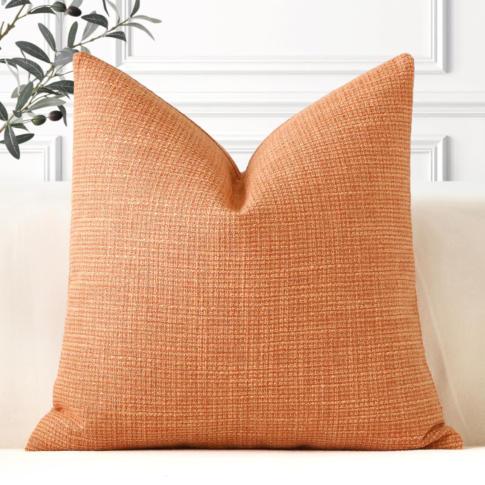 Artscope Linen Cushion Covers Set of 1 Decorative Square Pillowcase Pillow Cover 20x20 Inch for Home Decor Sofa Bedroom Car 50x50cm Coral โ image 1