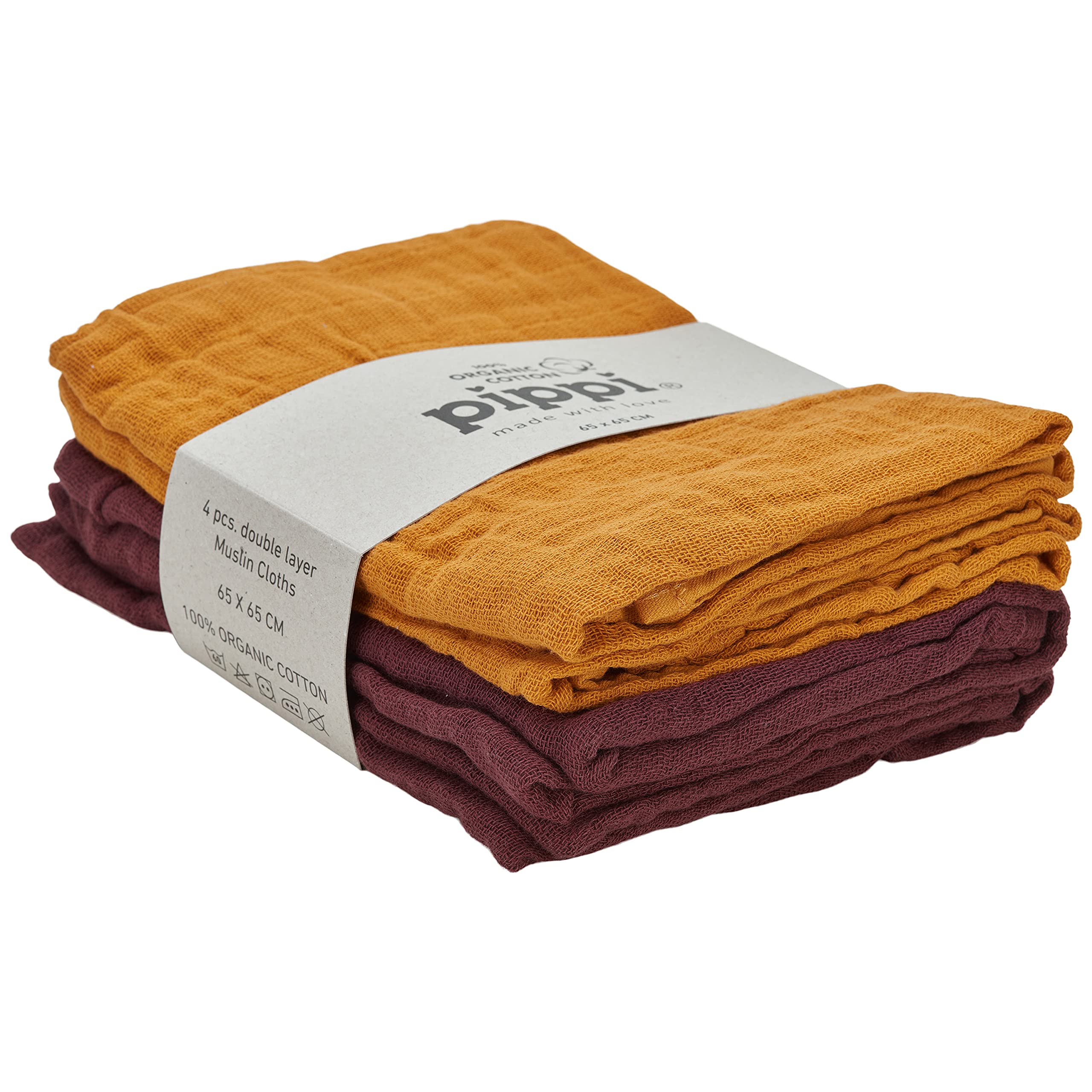 Pippi Unisex 4455 Absorbent Burp Cloths/Cloth Nappies, Tortoise Shell, One Size, Pack of 4