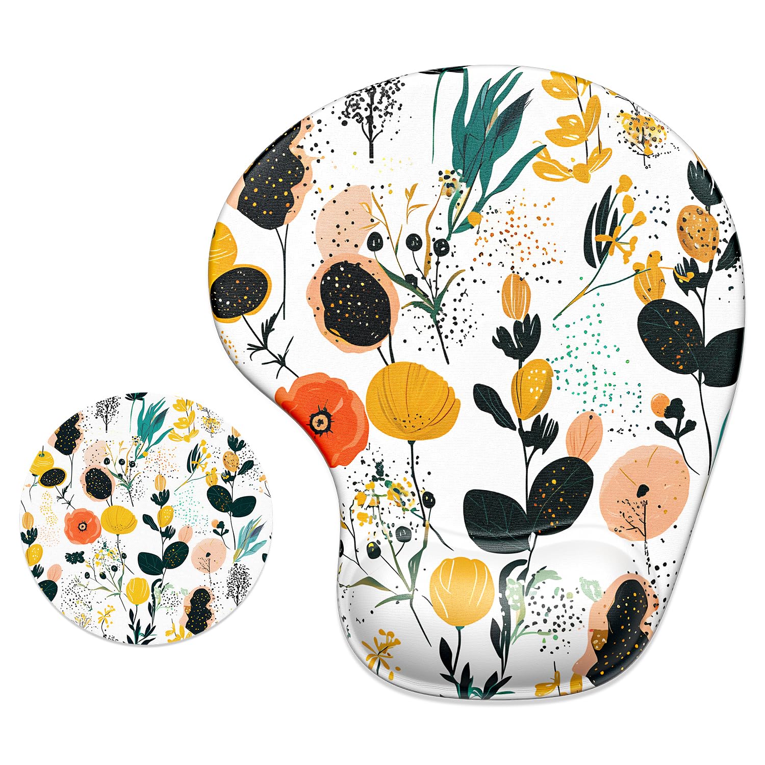 ITNRSIIET Ergonomic Mouse Pad with Gel Wrist Support Wrist Rest Smooth Surface Non-Slip PU Base Comfortable Office Supplies Pain Relief,Beautiful Flowers and Plants