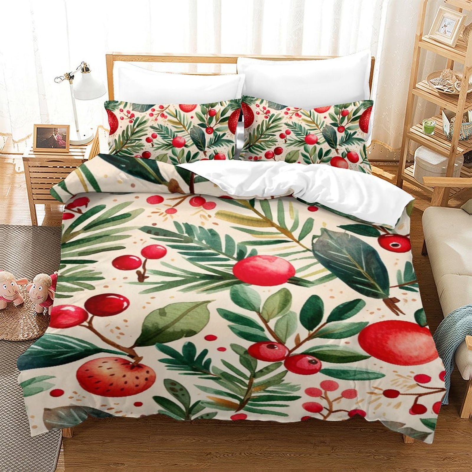 Parure de lit motif 3D Litchi housse de couette microfibre douce avec taies d'oreiller