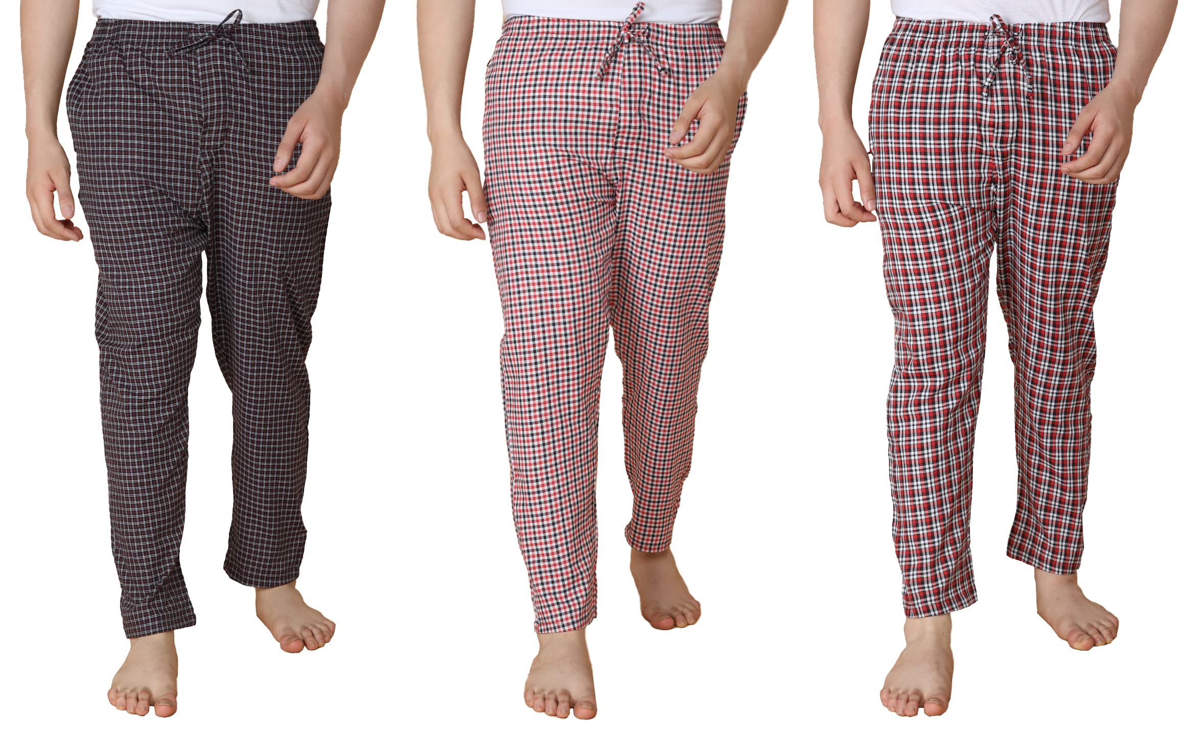 lux venus Men's Super Combed Cotton Checked Pyjamas with Elasticated Waist,Drawstring Multicolour-picture-24