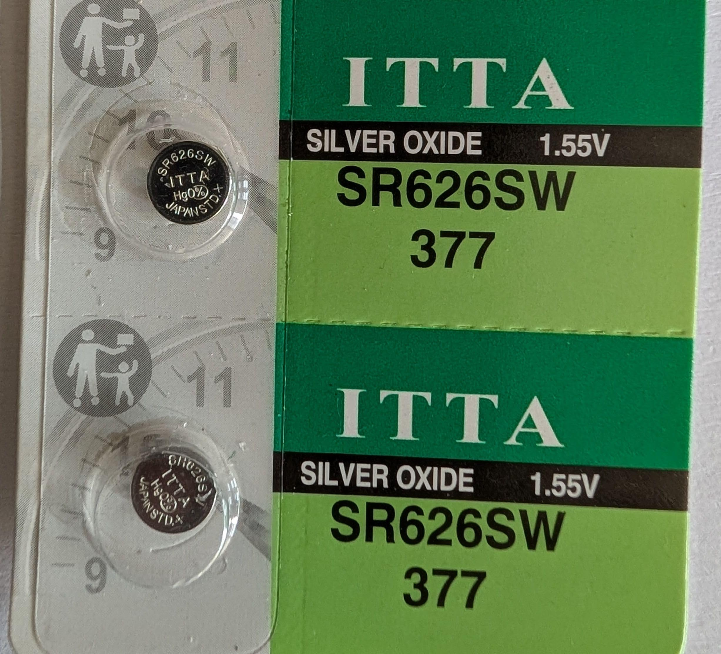 PPI (Pack of 2) Watch Batteries SR626SW 377 1.55V Silver Oxide Battery Button Cell Universal for Watch Battery Replacement-image-46