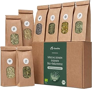 Tee Selber Mischen Set Geschenk mit Kräutern - BIO Kräuter Tee Geschenkset Weihnachten mit 8 leckeren Tee-Sorten zum DIY Teemischung Selber Machen