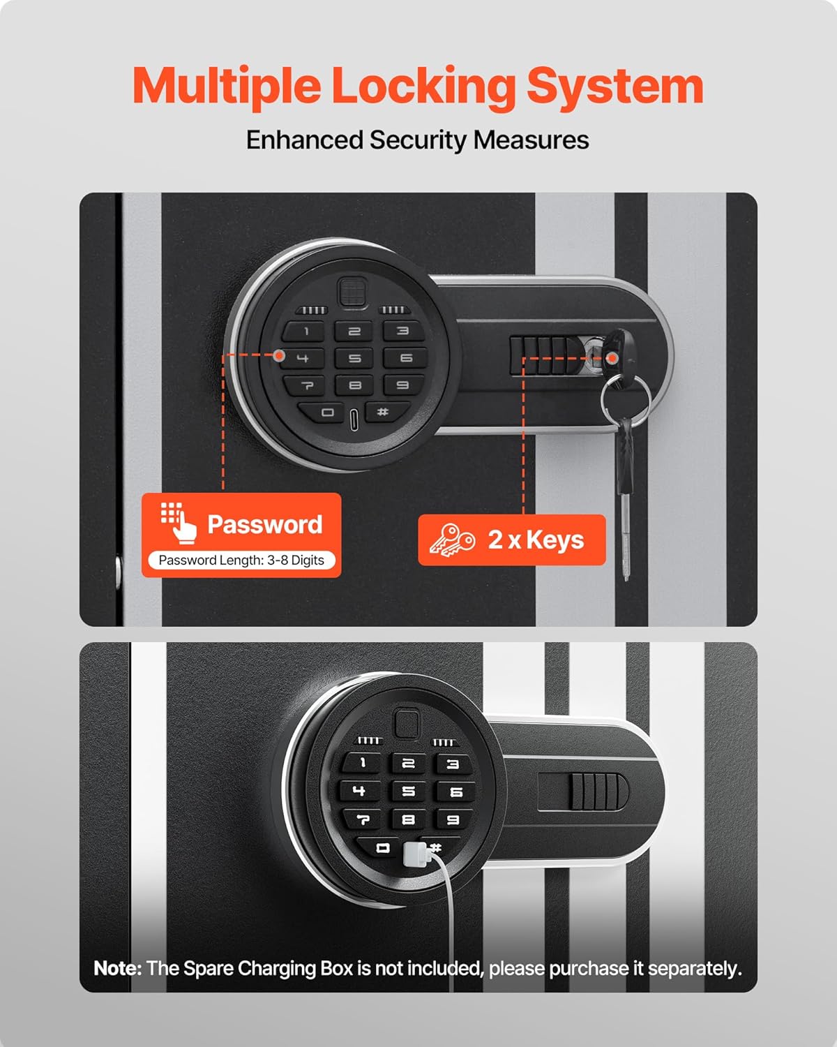 VEVOR 4 Gun Safe, Long Gun Cabinet for Rifles and Pistols, Quick Access Rifle Safe with 3 Ammo Slots and 2 Adjustable Racks, Large Digital Cabinet with Key and Password Lock(Assembly Required)