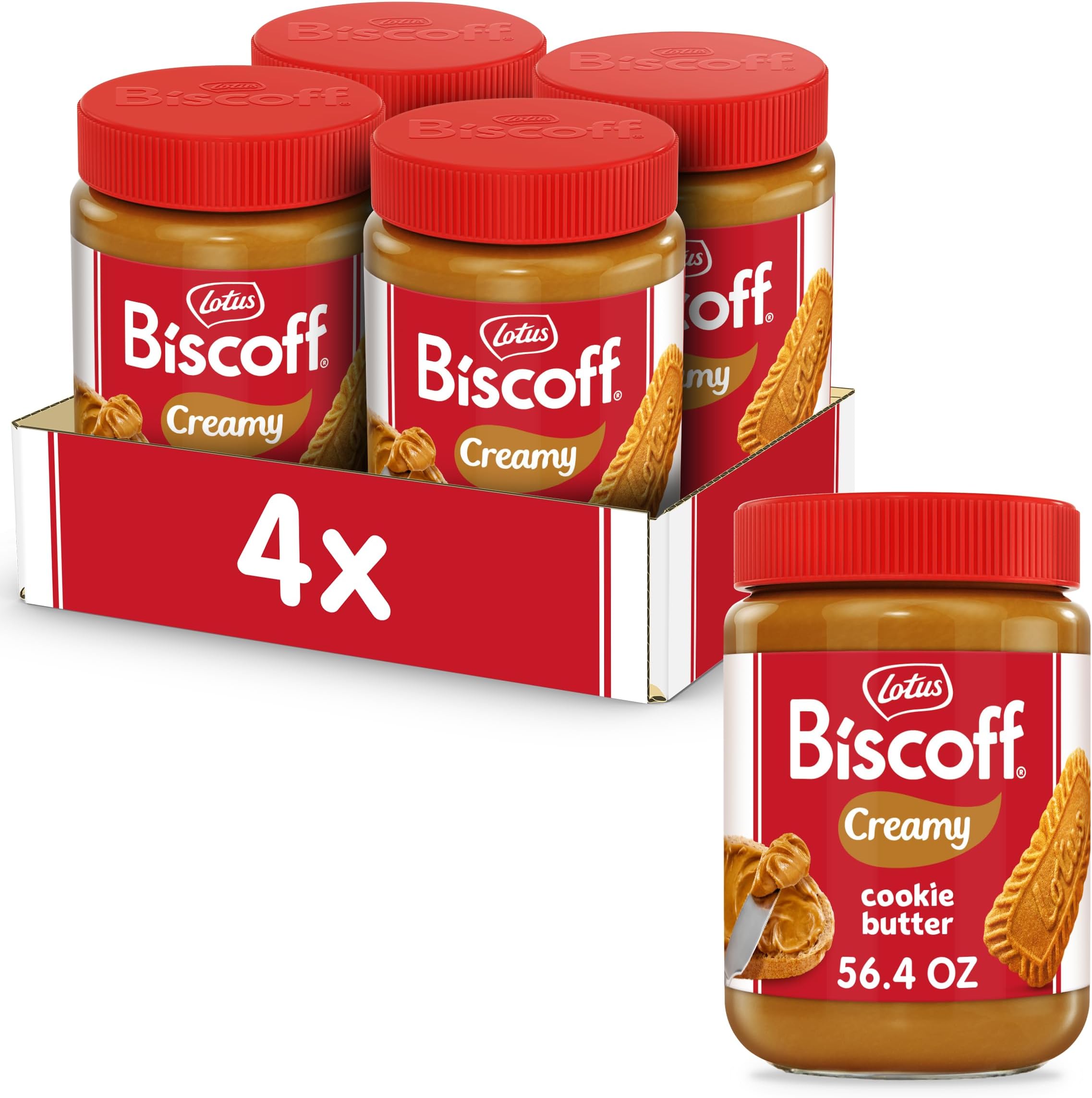 Lotus Biscoff - Cookie Butter Spread - Creamy -non GMO - Vegan- 56.4 Ounce (Pack of 4)