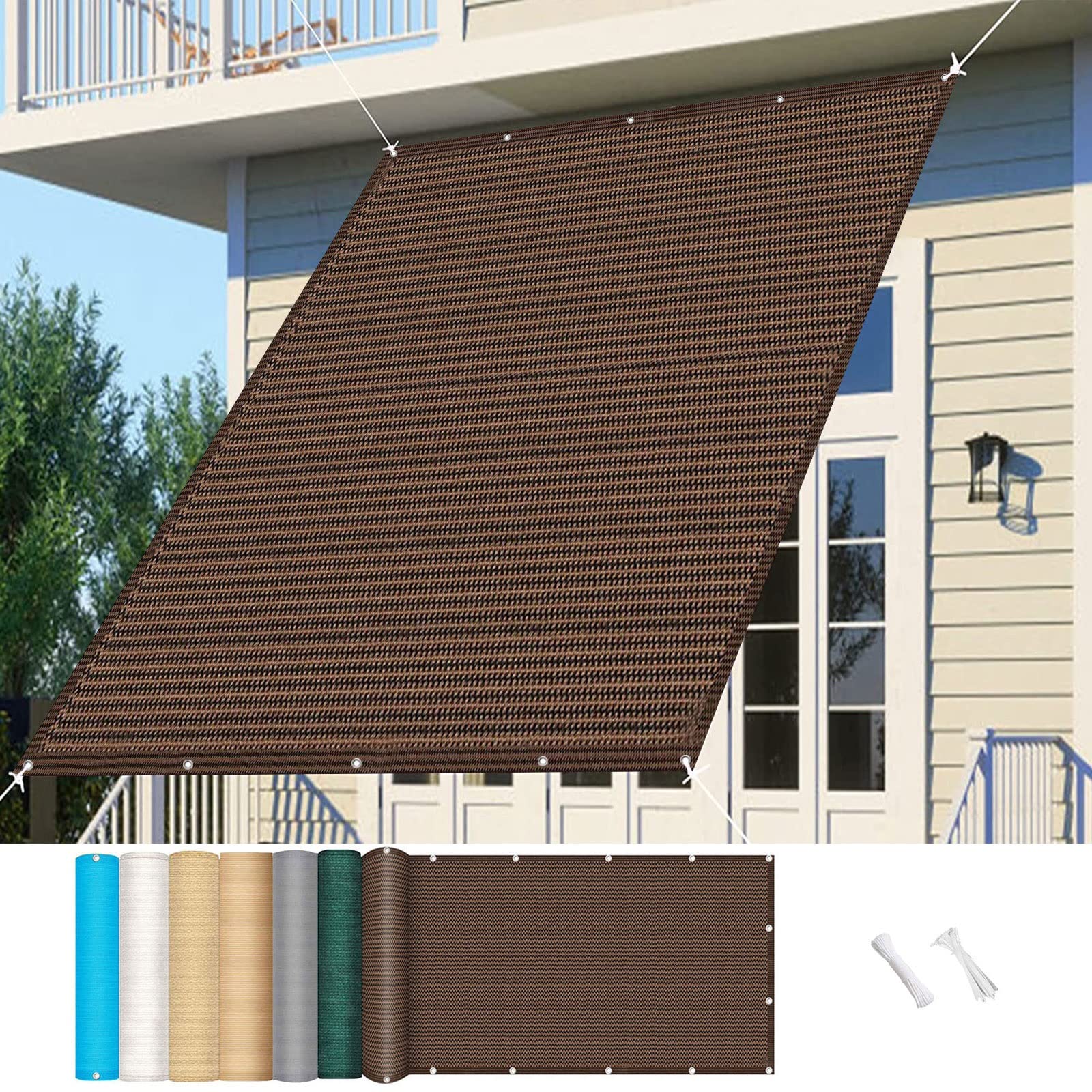 Voile d'ombrage rectangulaire anti 95% UV et haute résistance contre le vent