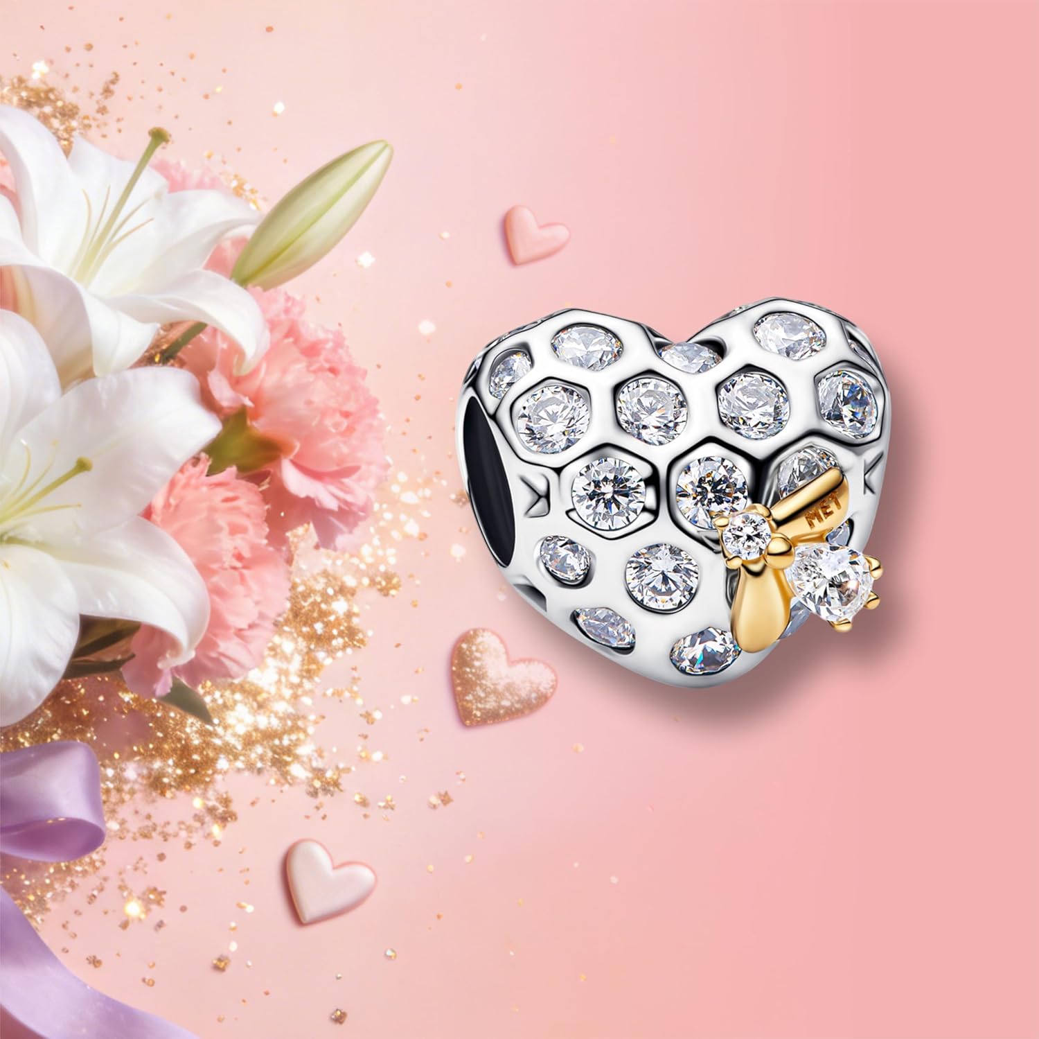 Gold Heart Family Charms Bead for Bracelets and Necklaces Jewelry Charm for Women Valentine Mother's Day - Image 4