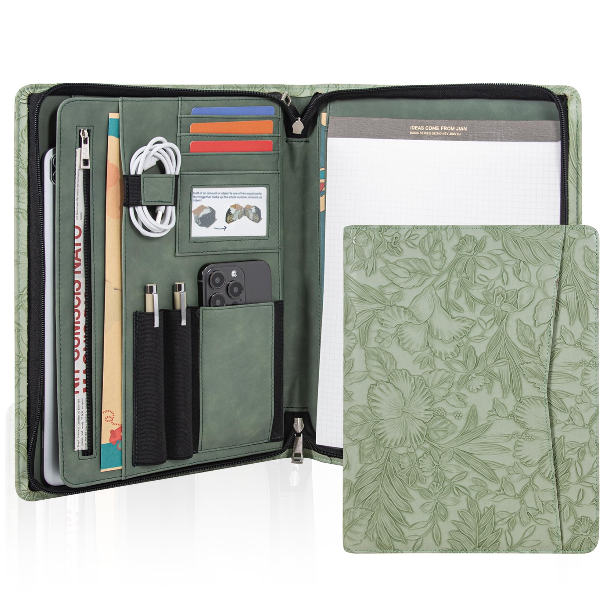 AZXCG Lightweight Slim Padfolio Folder for Women, Interview Resume Legal Document Organizer & Business Card Holder, with A4 Letter-Sized Notepad AZXCG Lightweight Slim Padfolio Folder for Women, Interview Resume Legal Document Organizer & Business Card Holder, with A4 Letter-Sized Notepad