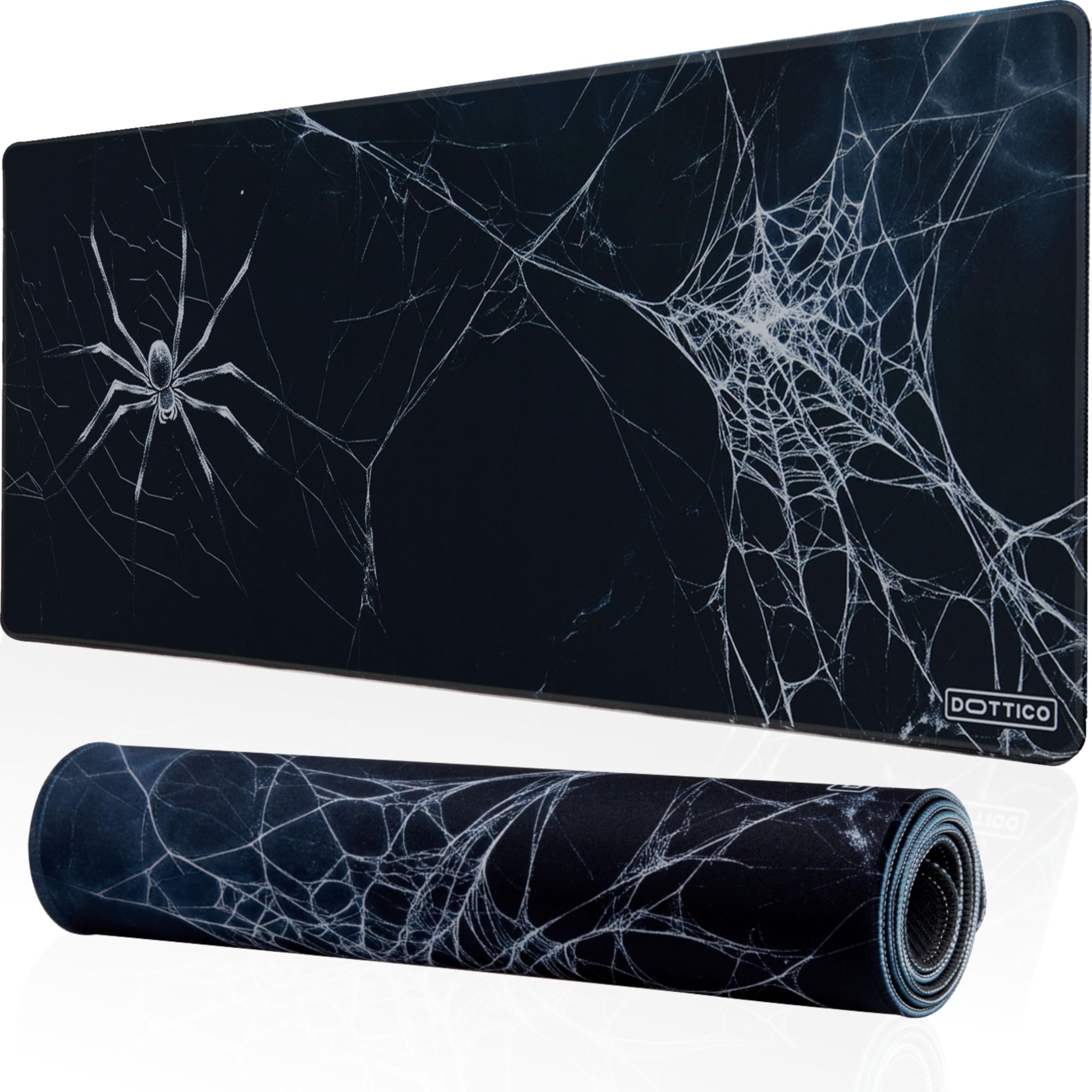 DOTTICO XL Spider Web Gaming Mouse Pad for Desk - Large Desk Mat for Keyboard and Mouse - PC Horror Gaming Mousepad with Non-Slip Water-Resistant