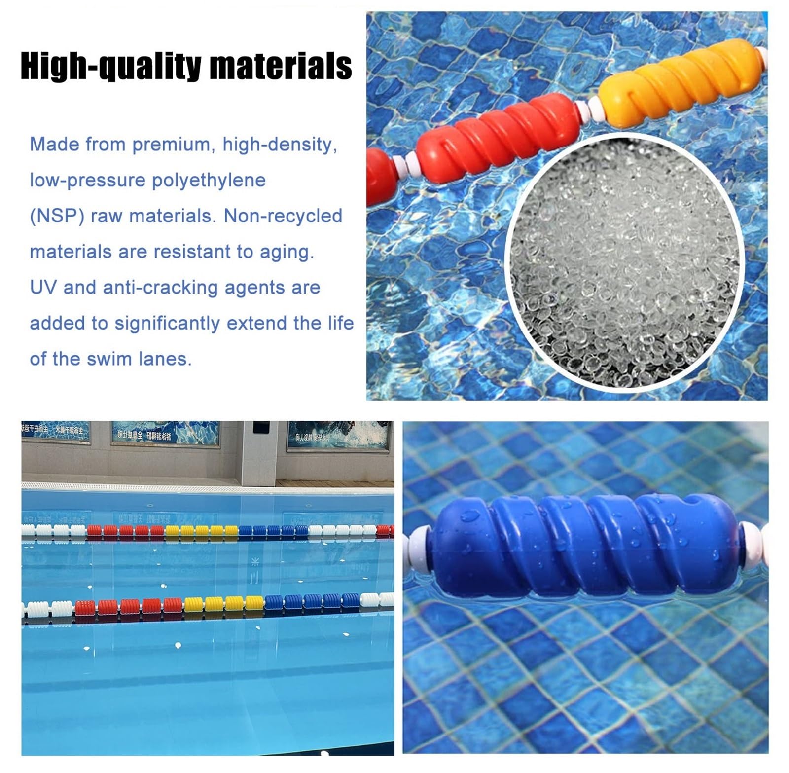 Corda divisoria Professionale per Piscine con Boe e Ganci, Adatta per Piscine Cetit e Kit di Corde di Sicurezza per Il Surf, per Una Divisione Efficace della Piscina.