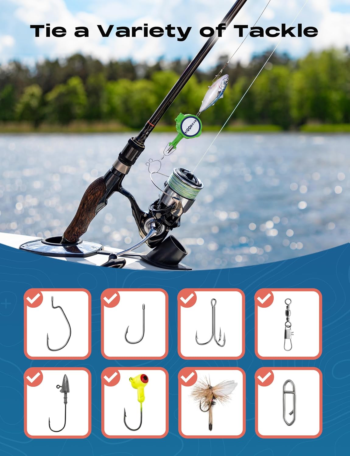 HOOK-EZE Fishing Knot Tying Tool | Protect from Fish Hooks | Tie Fishing Knots Easily | Cool Gadgets for Fishermen | Ice Fly Fishing | Fishing Accessories for Beginner Anglers | Nail Knot Tool