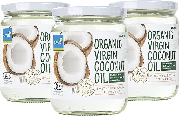 Amazon チブギス 有機オーガニック エキストラバージン ココナッツオイル 450ml X 3本セット タイ産 無添加 非加熱 非精製 コールドプレス ハラール ビーガン 有機jas Usda Eu 3大認証取得 Civgis Organic Extra Virgin Coconut Oil 450ml X 3 Pcs Civgis