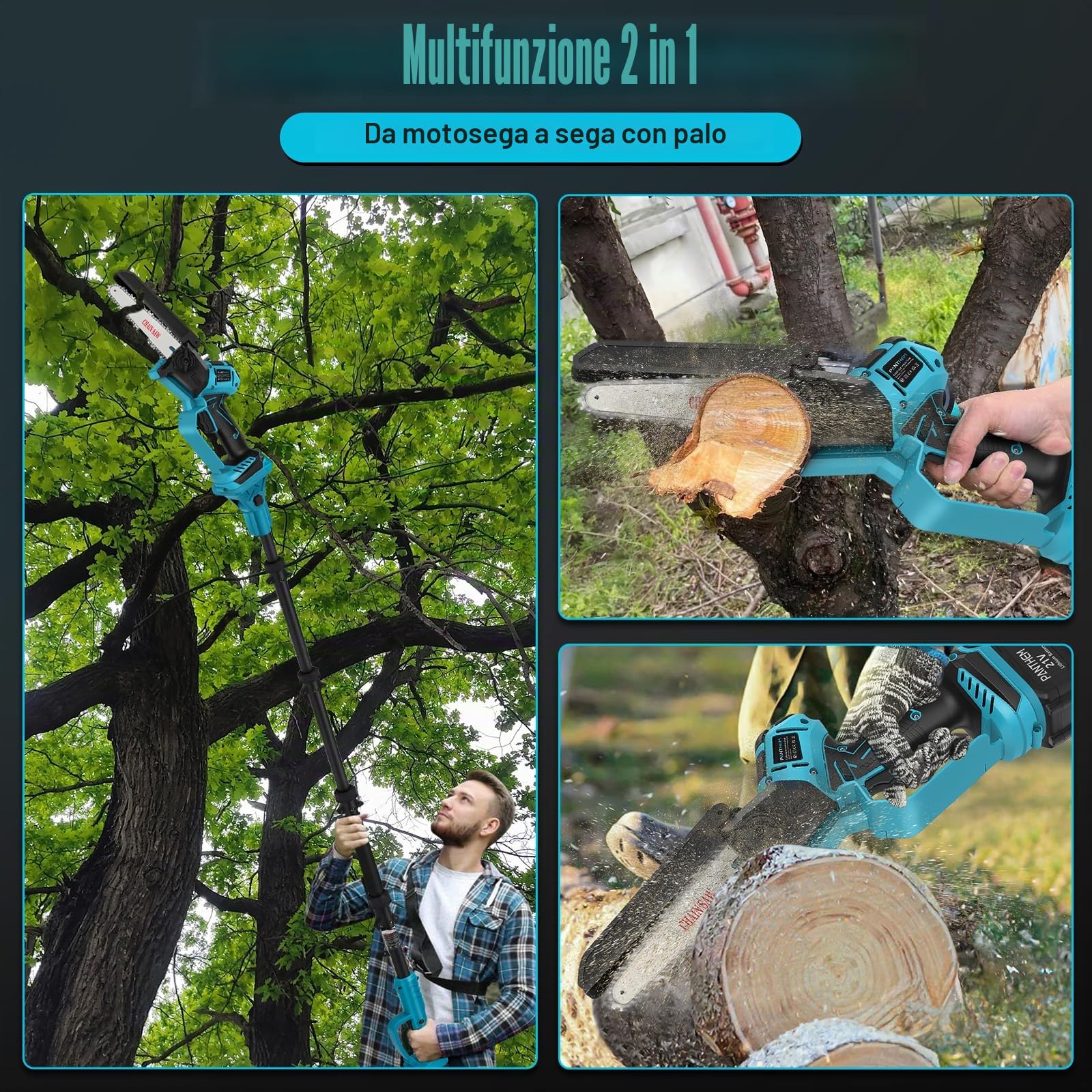 Potatore telescopico a batteria motosega per rami professionale per Makita 18V (senza batterie), 2 in 1 mini 6 pollici motosega telescopica elettrica sega per rami motosega a mano a batteria, altezza