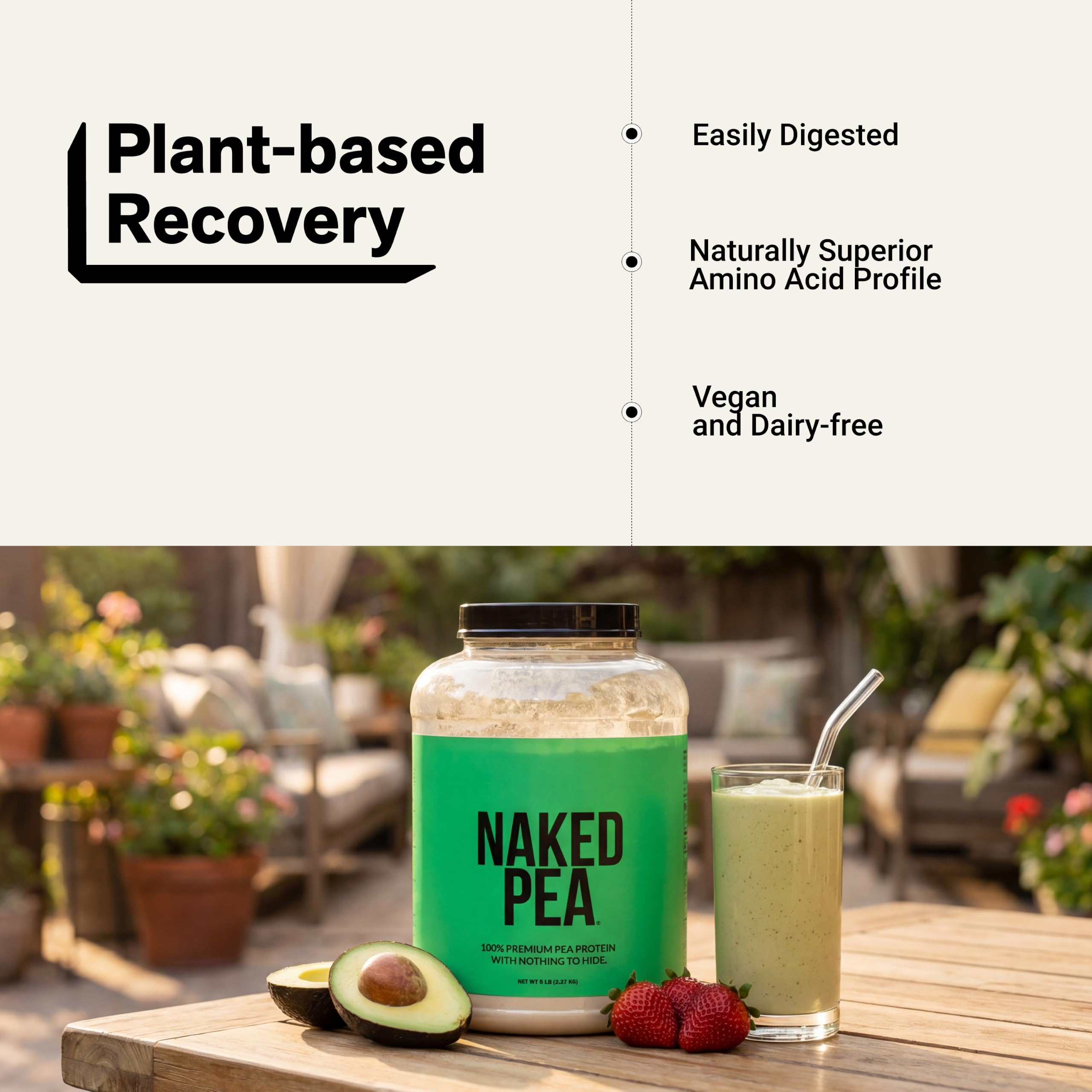 NAKED Pea - 5LB 100% Pea Protein Powder from North American Farms - Unflavored Vegan Pea Protein Isolate - NSF Certified, Plant Protein Powder, Easy to Digest - 76 Servings — Amazon image 6