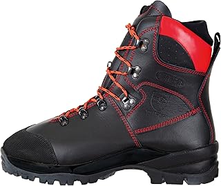 Kettensägen-Schnittschutzstiefel, Klasse 1/2, wasserabweisende Sicherheitsschuh für Damen und Herren, aus hochwertigem Leder, hitze- und kältebeständig