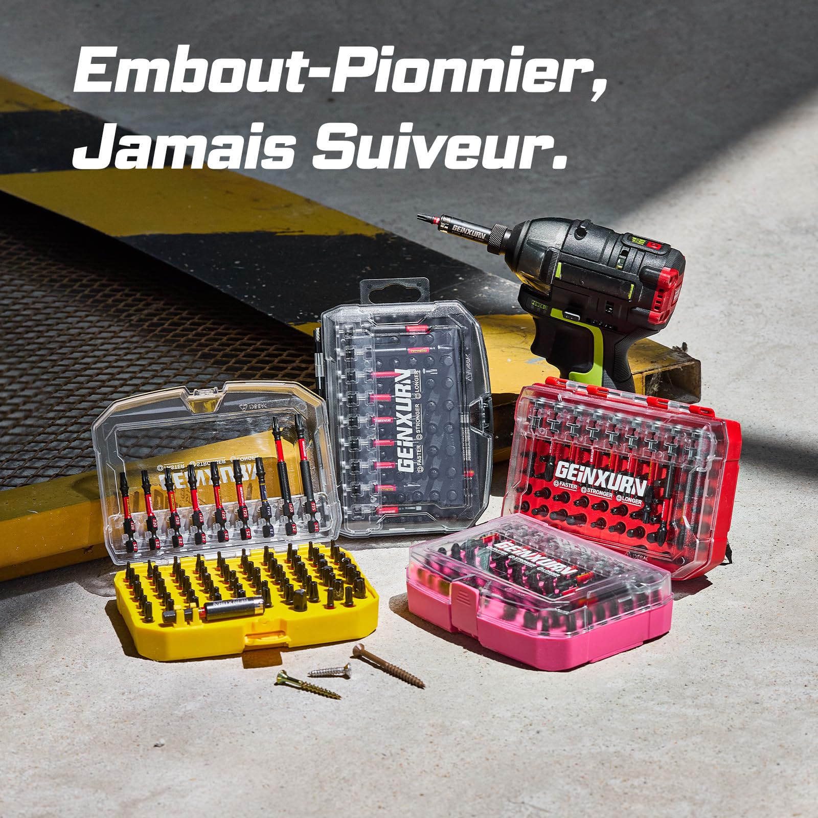 GEINXURN 83 Pièces Coffret d’embouts de Tournevis en Acier S2 Magnétique Torx/Phillips/Pozidriv/Plat/Hex Embouts de Vissage, Porte-embout, Adaptateur de Douille avec Boîte de Rangement Noire