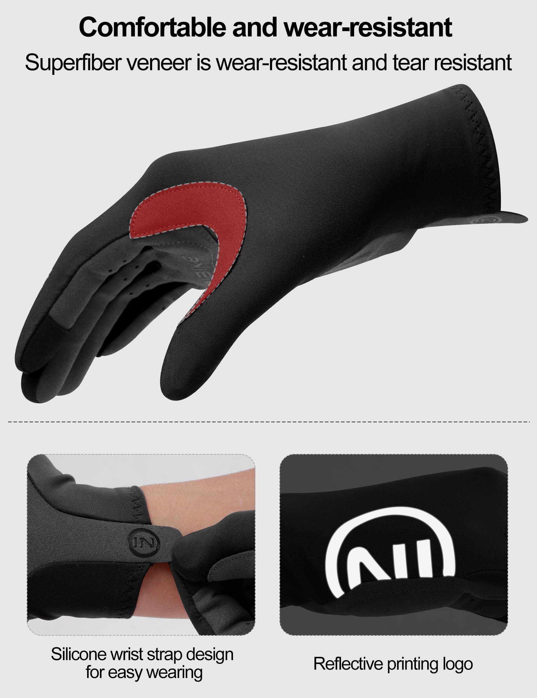 INBIKE Fahrradhandschuhe Herren Damen Lang Sommer Atmungsaktiv Radhandschuhe MTB Handschuhe Langfinger Reflektierende Anti-Rutsch für Radfahren Rennrad Sport