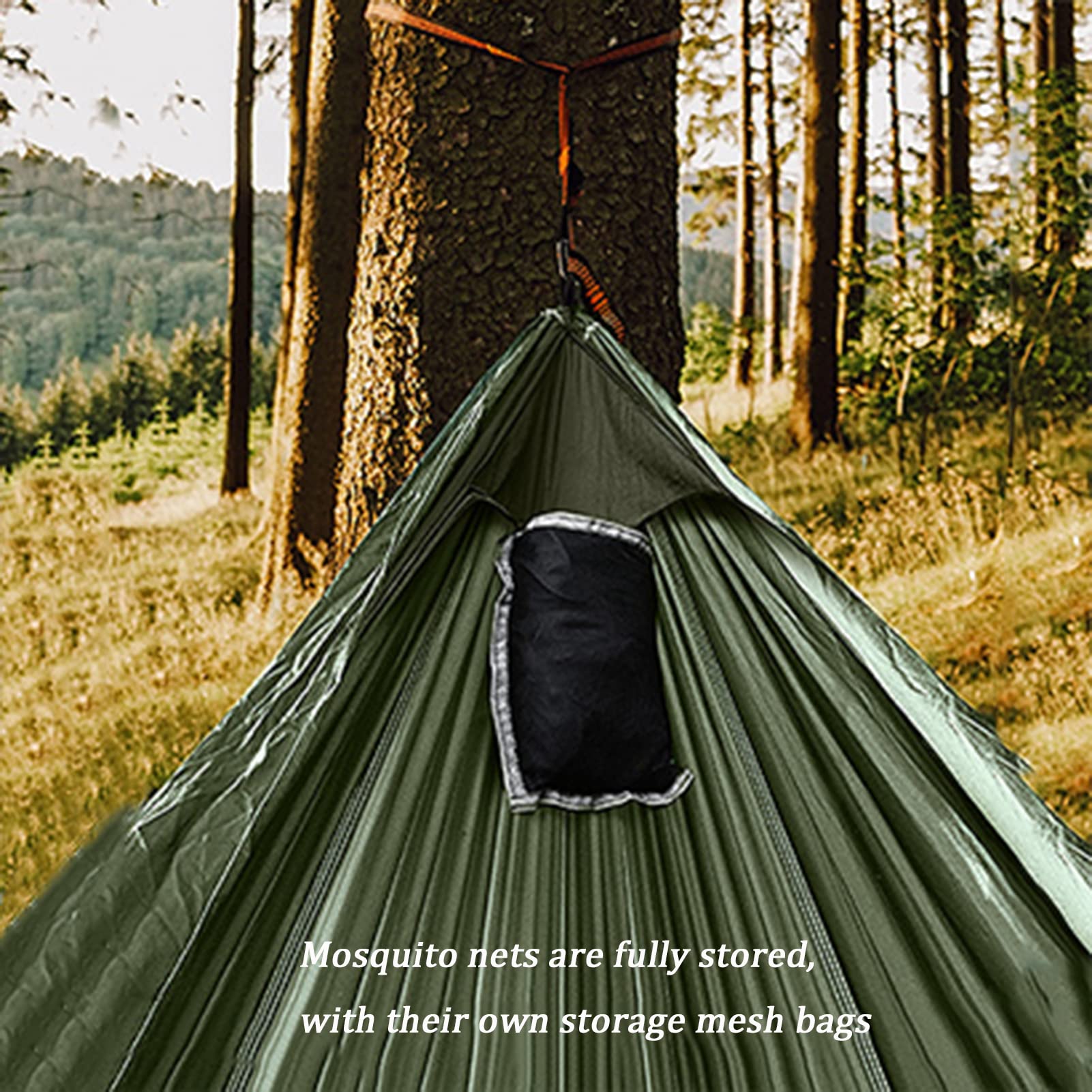 DYTWXG Ligero y Duradero para Acampar, portátil con hamacas con mosquitera, Columpio antivuelco para Hamaca, para Acampar al Aire Libre en el Patio Trasero Beach-Jungle Green (114x55inch)