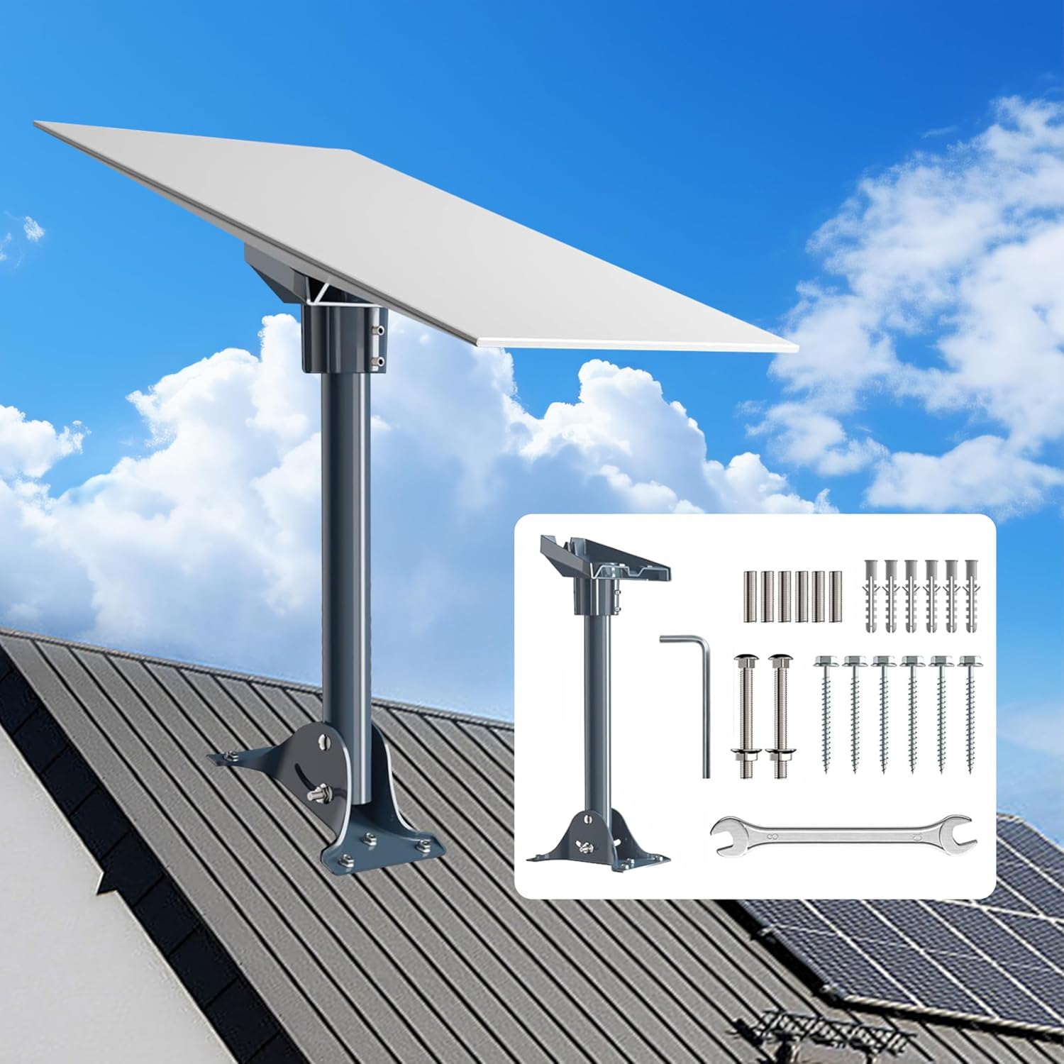Gen 3 Mount for Starlink, 360° Rotatable Roof & Wall Mount Compatible with Starlink Standard 4/4X/V3, Include Gen 3/Gen 4/4X Pipe Adapter | starlink roof mount