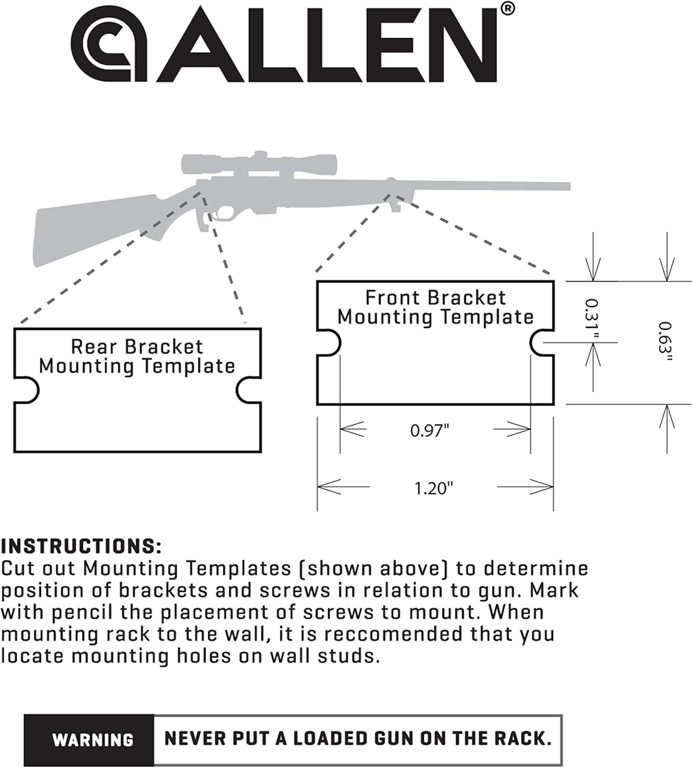Allen Company Brass Shotgun & Rifle Wall Mount Gun Hanger Hooks Kit - Fits Most Shotguns & Rifles, (1 Pair) : Sports & Outdoors