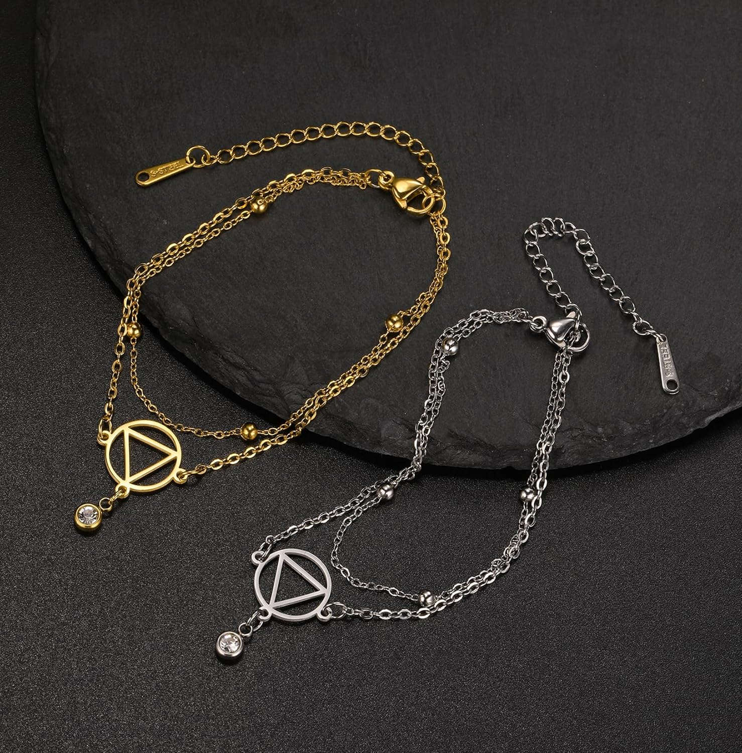 EUEAVAN Alcoholics Anonymous AA Bracelet Circle Triangle Healing Charm Sober Recovery Jewelry New Beginnings Sobriety Gift for Women - Image 5