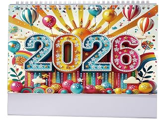 Twenty Twenty Six クリエイティブ石絵スタンディングカレンダーセット 芸術的な月間計画とファミリークラフト用 Undertaki Six 月間テーマカレンダー