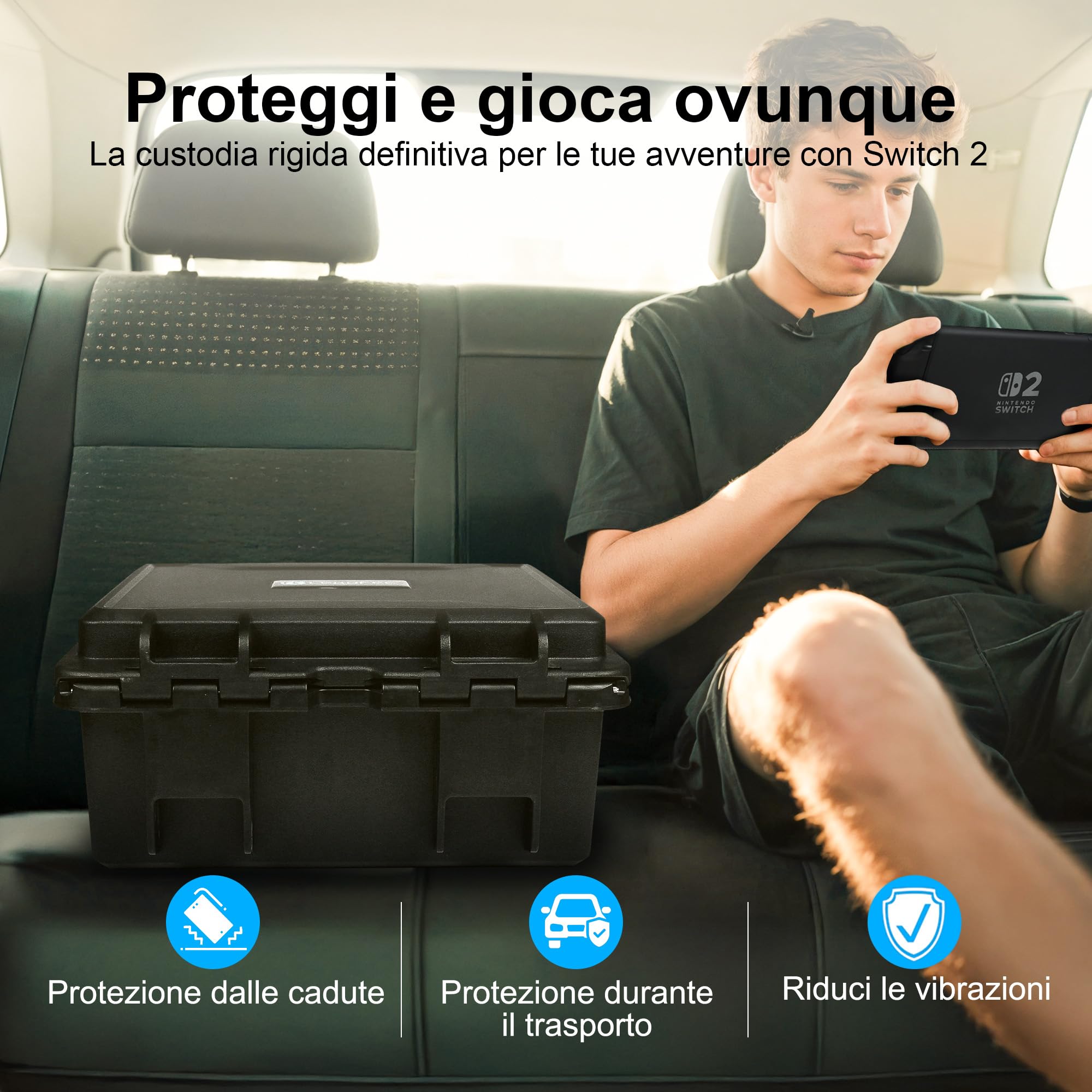 LEKUFEE Custodia Rigida Impermeabile per Nintendo Switch 2, dock, controller Pro Switch 2, fotocamera Switch 2, cartucce di gioco (8 pezzi) e altri accessori (solo borsa e custodia)