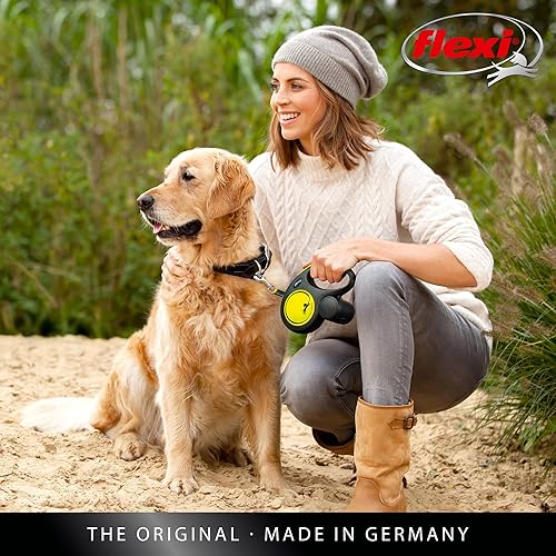 Miniatura 7 de FLEXI - Correa retráctil clásica Black Fire para perros de hasta 20 kg, 5 m, ergonómica, duradera y sin enredos, mediano, negro y rojo