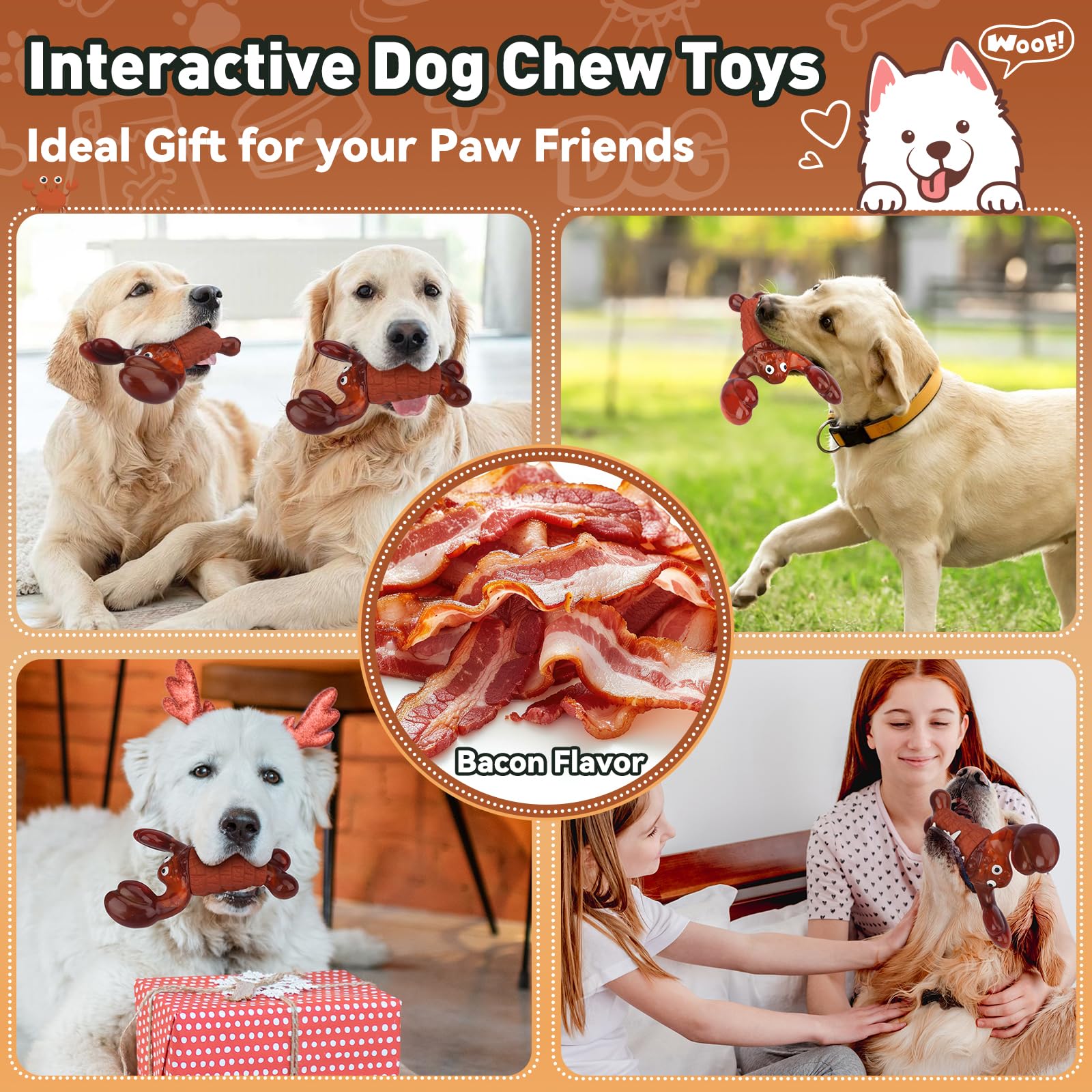 Juguetes para perros para masticadores agresivos, juguetes interactivos para perros grandes, juguetes chirriantes indestructibles para mantenerlos ocupados, juguetes resistentes para perros de raza