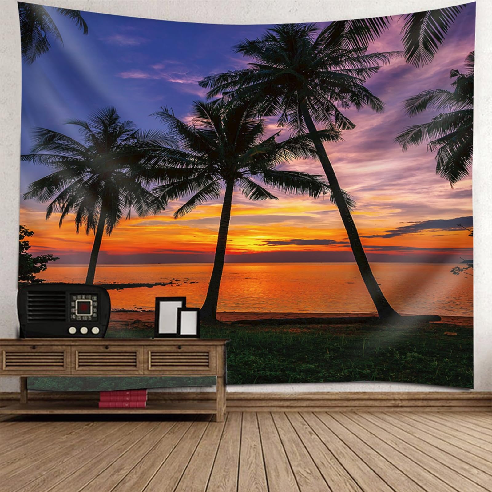 Tapiz de pared paisaje 150x150: transforma tu salón con un atardecer en la playa 6