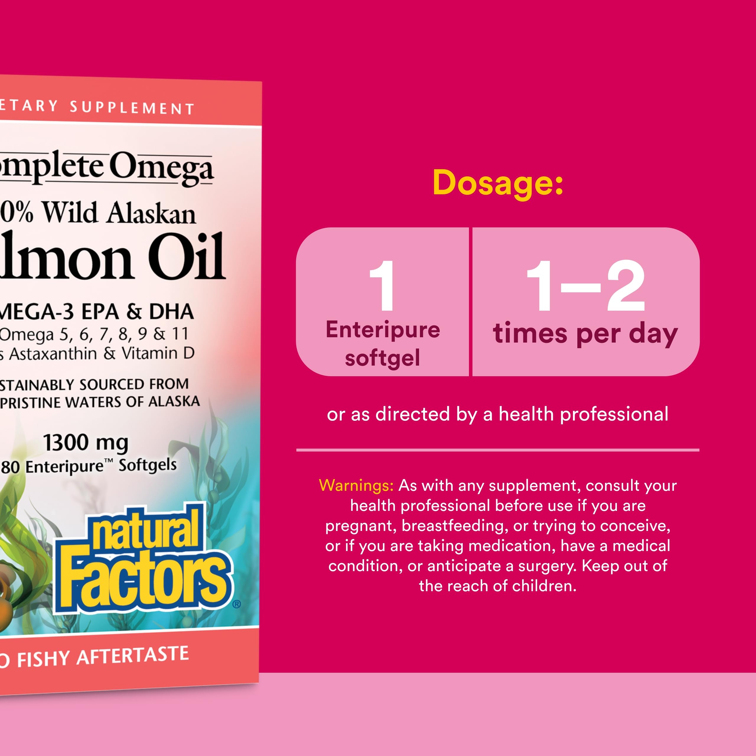 Complete Omega by Natural Factors, Wild Alaskan Salmon Oil, Supports Heart and Brain Health with Omega-3 DHA and EPA, 180 softgels (180 servings) — Amazon image 3