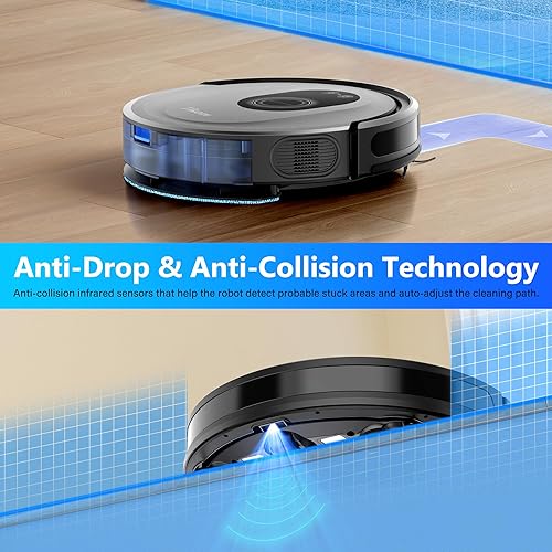 Tikom Robot Vacuum and Mop Combo, 5000Pa Robotic Vacuum Cleaner, 150 Min Max, App & Remote Control, Ideal for Hard Floor, Carpet, Pet Hair, Self-Charge(G8000 Max)(G8000 Max)
