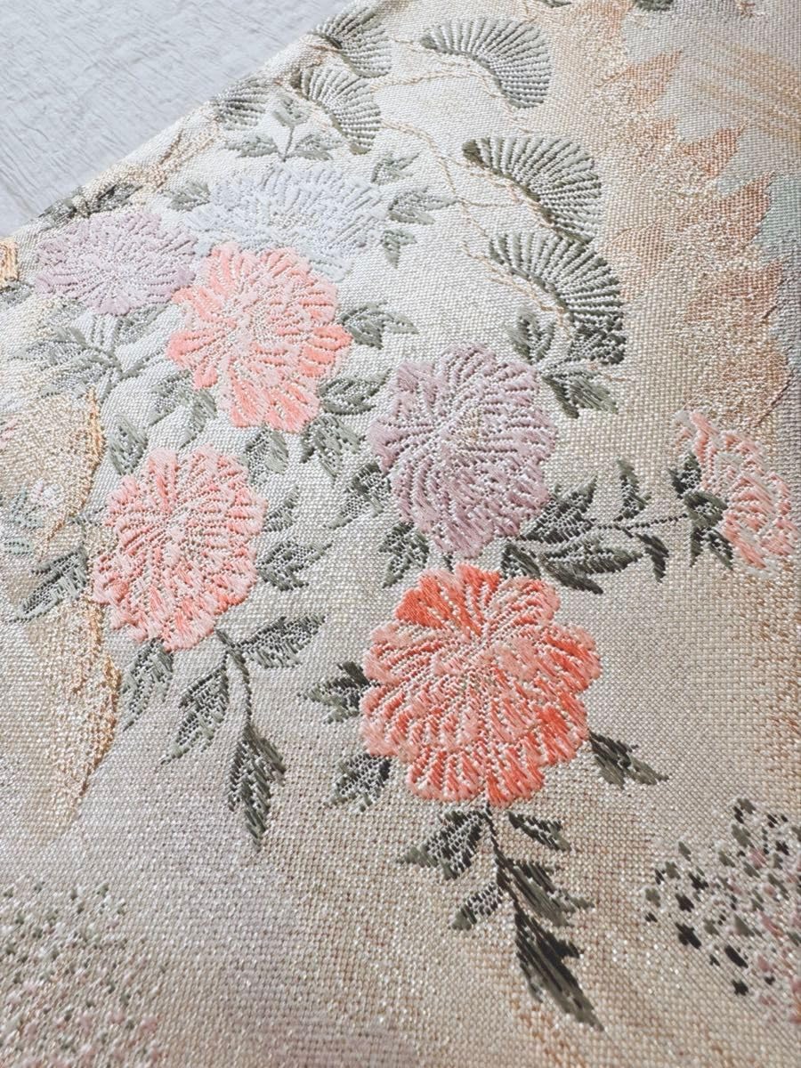 正絹　袋帯　六通柄　唐織　四季華　ベビーピンク 正絹 袋帯 六通柄 唐織 四季華 ベビーピンク 正絹 袋帯 六通柄 唐織