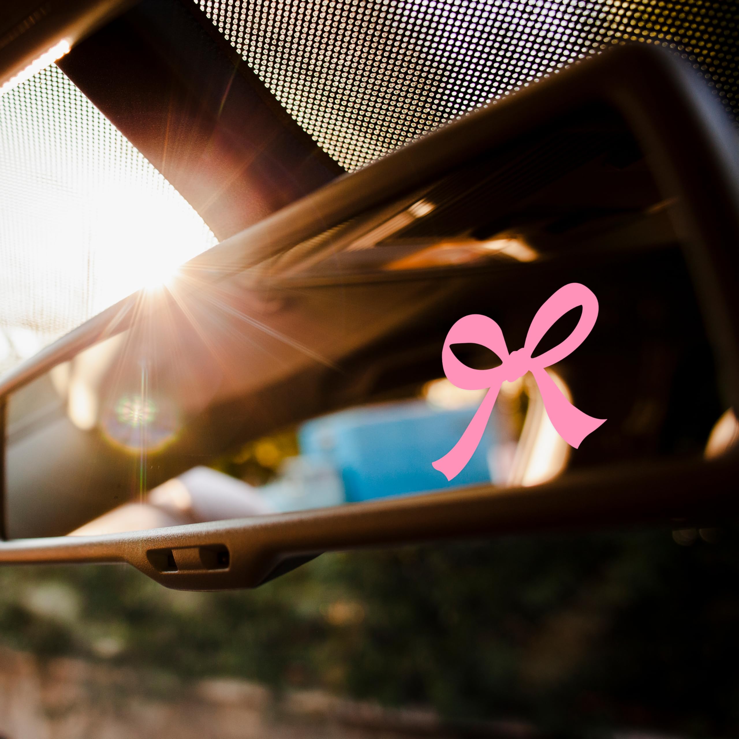 Set 3Pcs Pink Bow Rearview Mirror Decals Cute Bow Girly Stuff Bookish Stickers Aesthetic Ribbon Water Bottle Kindle