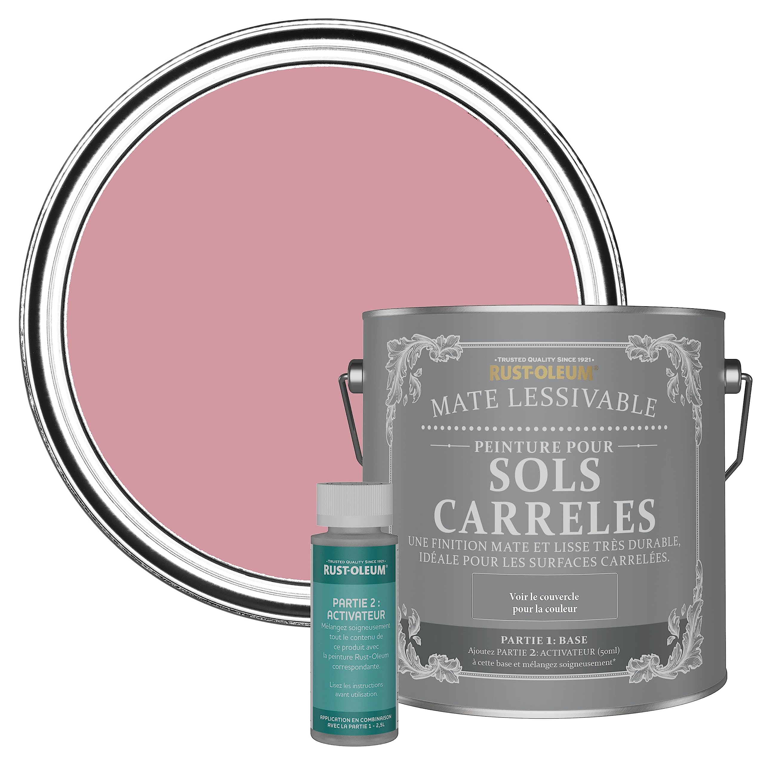 Rust-Oleum Peinture Rose Lessivable pour Sols Carrelés, Finition Mate - Rose Antique 2.5L