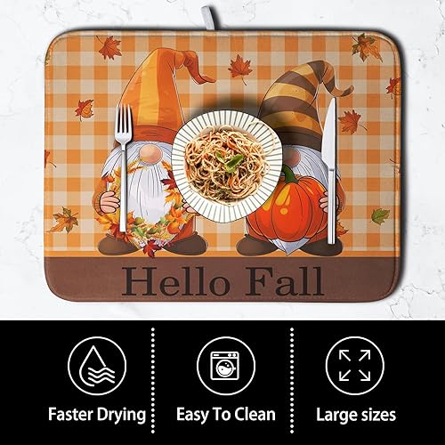 Vista 419 de Tapete de secado de platos con hojas de palma tropicales para encimera de cocina, 18 x 24 pulgadas, tapete de secado de cocina Monstera verde