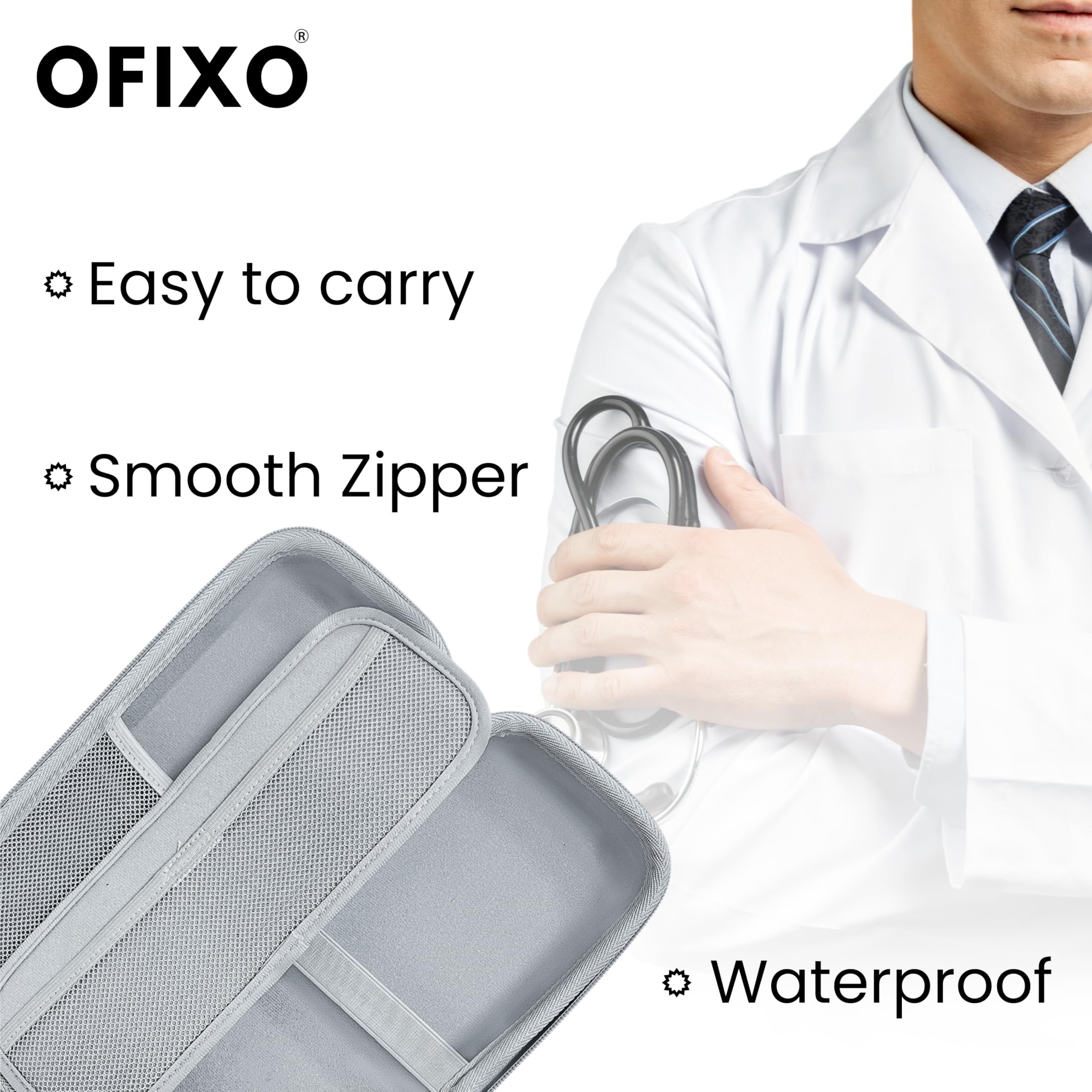 OFIXO Travel Carrying Classic Durable and Protective Stethoscope Case - Ideal for Doctors, Nurses and Medical Professionals & Cardiology, Master Cardiology, Electronic Models — Amazon image 2
