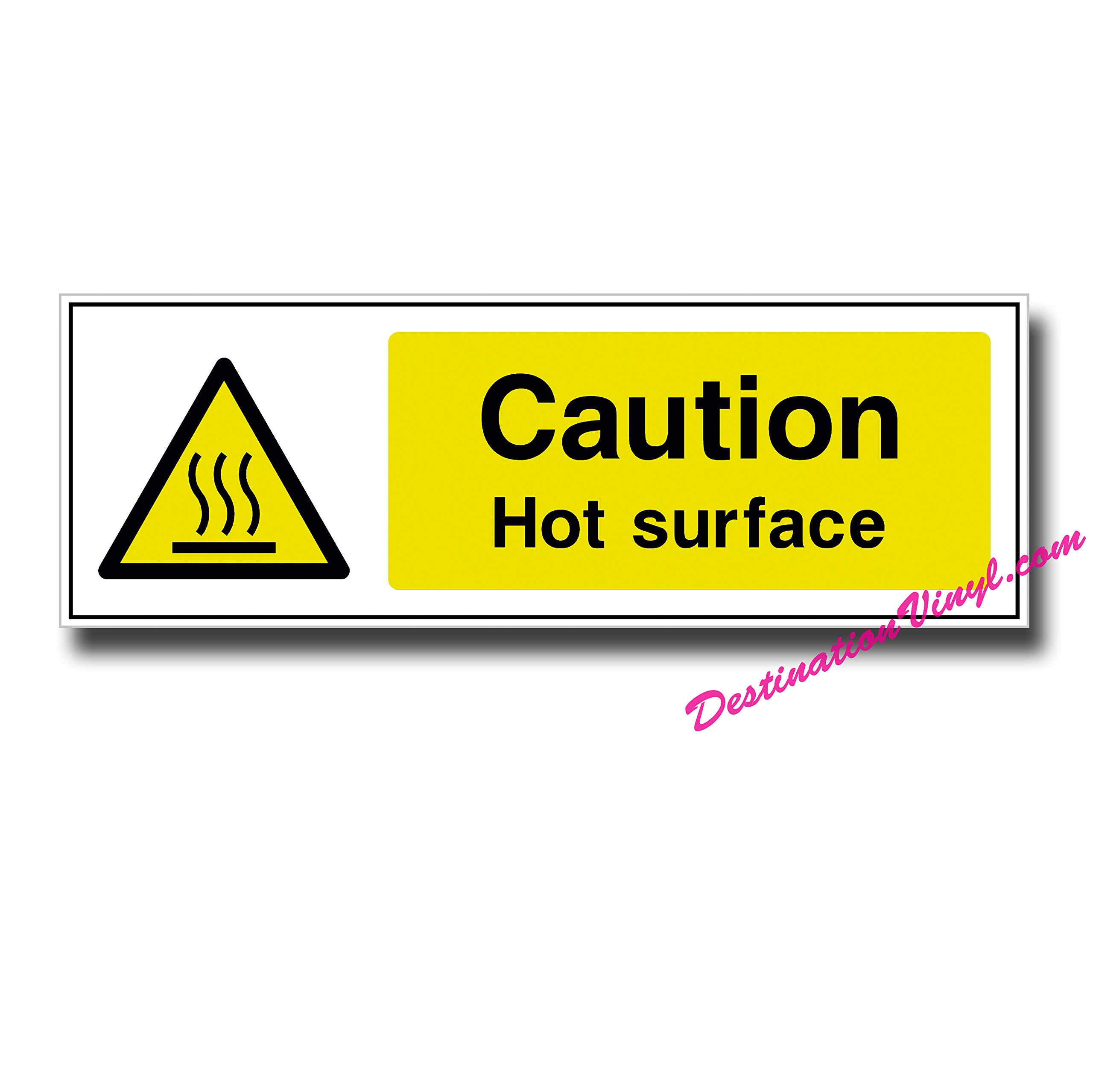 2 x Glossy Vinyl Stickers - Caution Hot Surface Health & Safety Shop Sign #0034 (As Shown.)