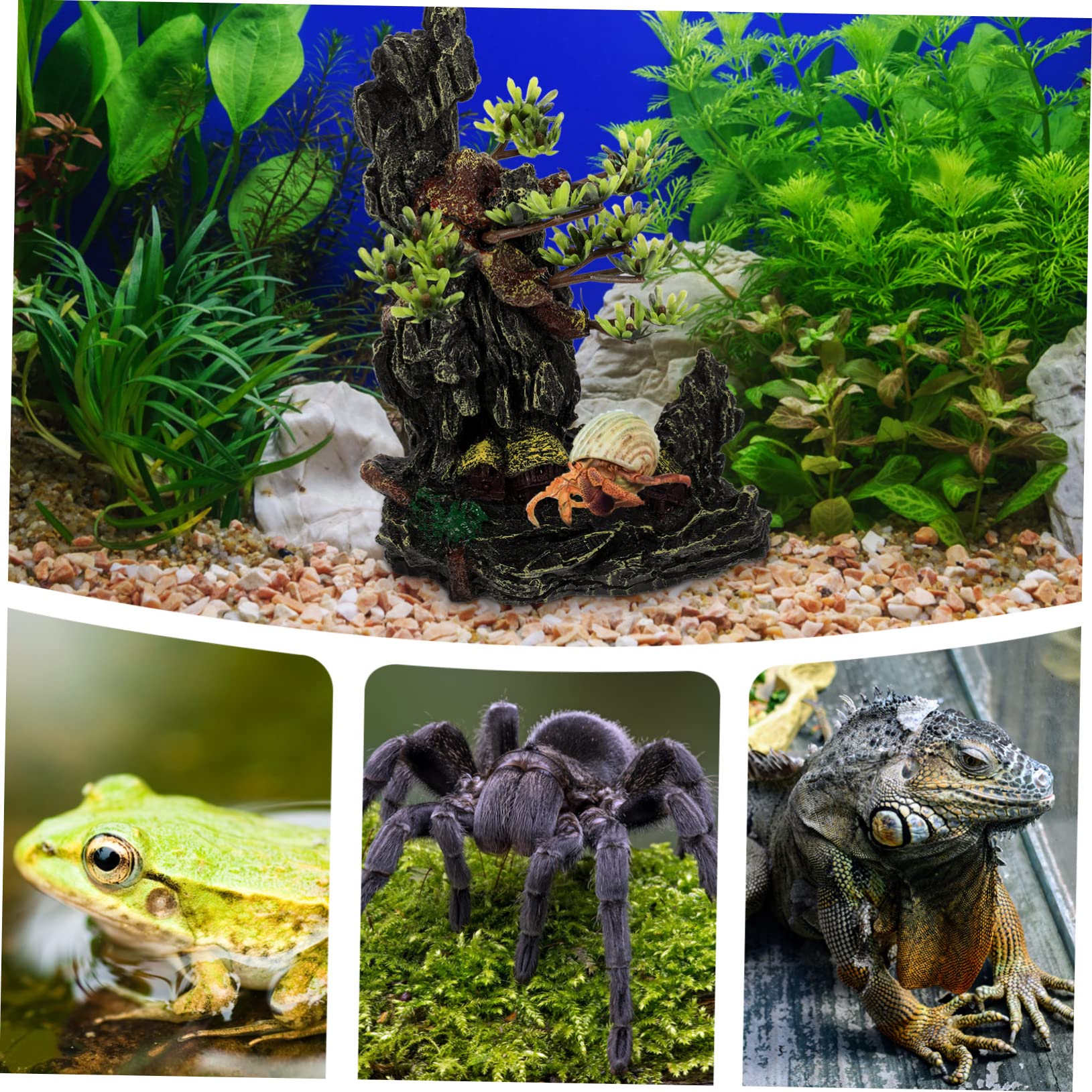 Árbol de Resina Decorativo para Terrario de Reptiles Rama Estable y Resistente Adecuado para Hábitat de Ranas y Tanque de Reptiles