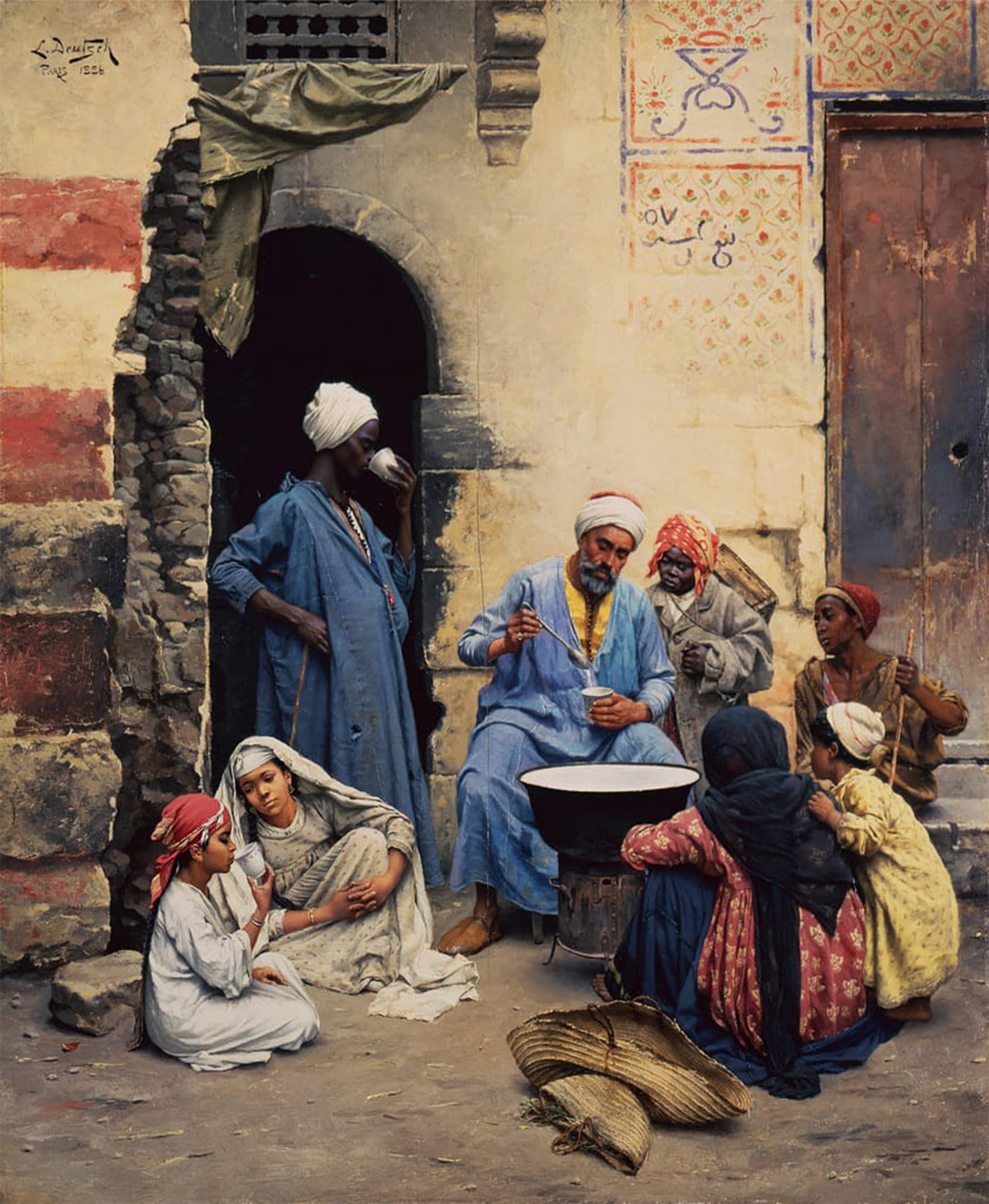 SERENDIPITP Retro Picture Poster Wall Art Pictures Painting the Milk Seller Cairo by Ludwig Deutsch Wall Art Canvas Print for Wall Decor 60x90cm