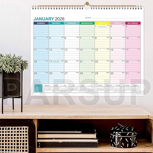 Miniatura 5 de Calendario de pared 2025-2026  Calendario de 18 meses de enero de 2025 a junio de 2026, 15 x 11.5 pulgadas, bloques grandes, encuadernación de dos