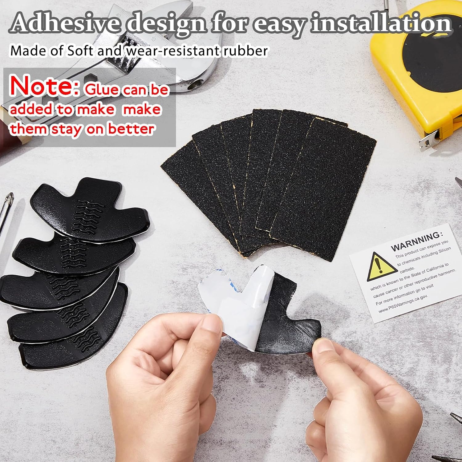 Jadive 6 Pcs Boot Toe Guards Protector Simple Application Protector Toe Covers for Work Boots Shoe Leather Boot Care Accessories with Sandpaper