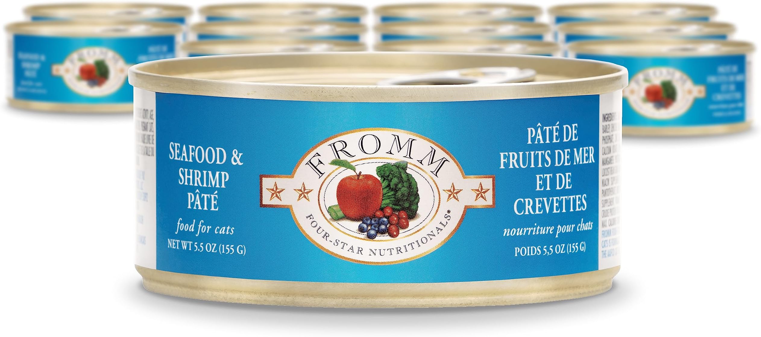 Fromm Four-Star Nutritionals Seafood & Shrimp Pate Cat Food - Premium Wet Cat Food - Salmon Recipe - Case of (12) 5.5 oz Cans