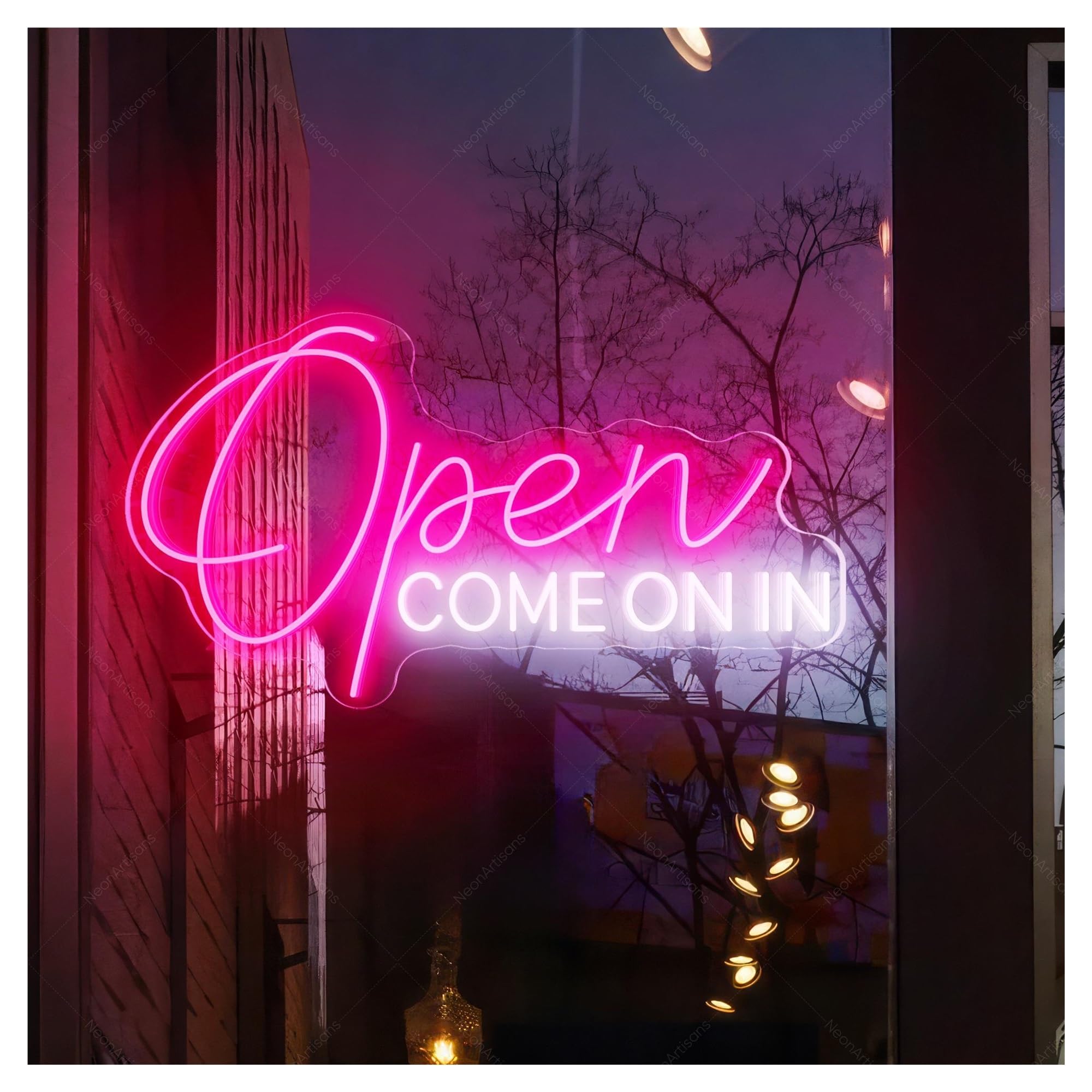 RONGCH Hanging Art Neon Signs Open Neon Sign, Suitable for Shop Window Decor with Brightness Adjustable 45cm(B)