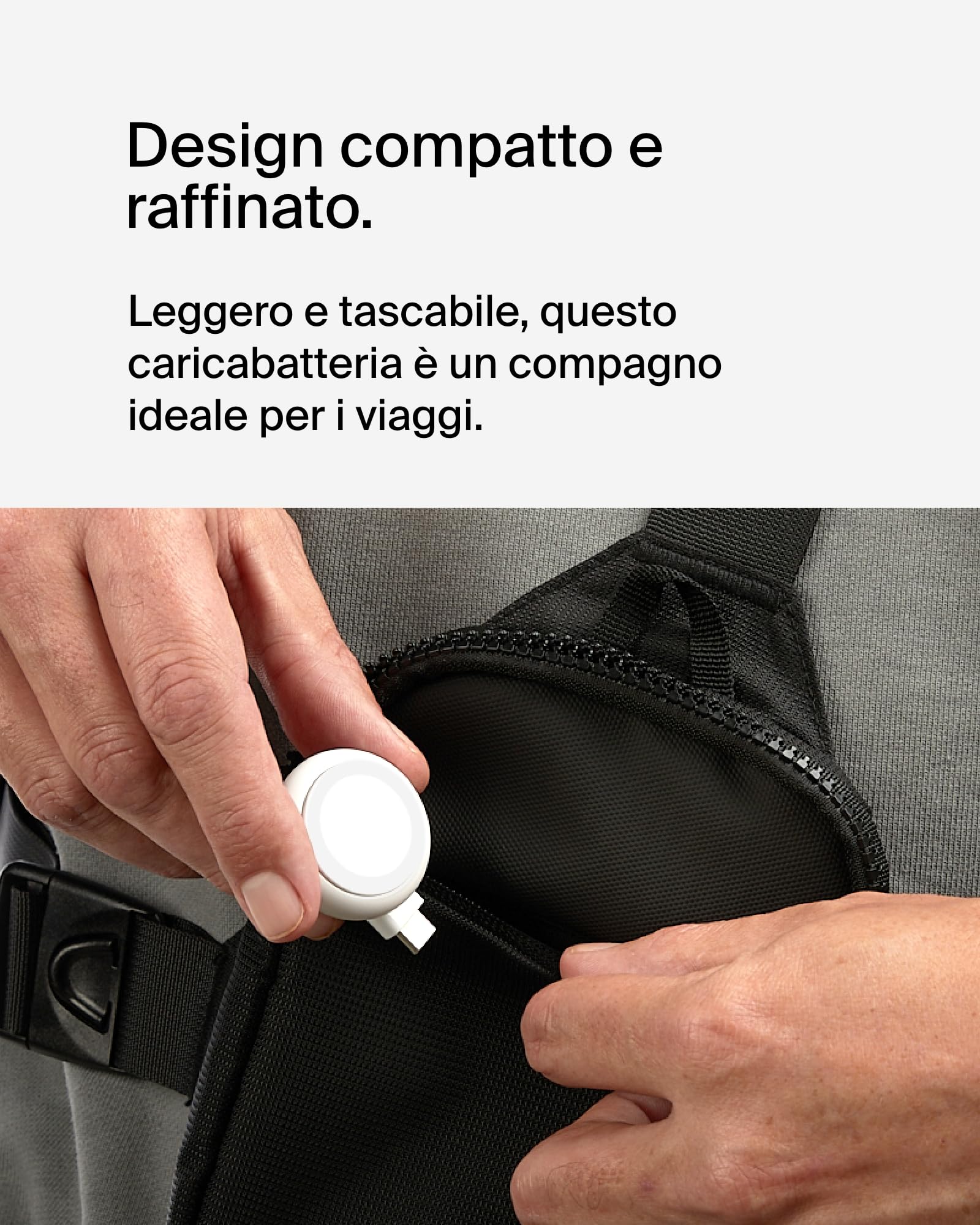 Belkin BoostCharge Caricabatteria USB-C portatile per Apple Watch, caricatore USB-C certificato MFi per Apple Watch Series 11/10/9/, Ultra e altri, compatibile con MacBook, iPhone 17 e altri - Bianco