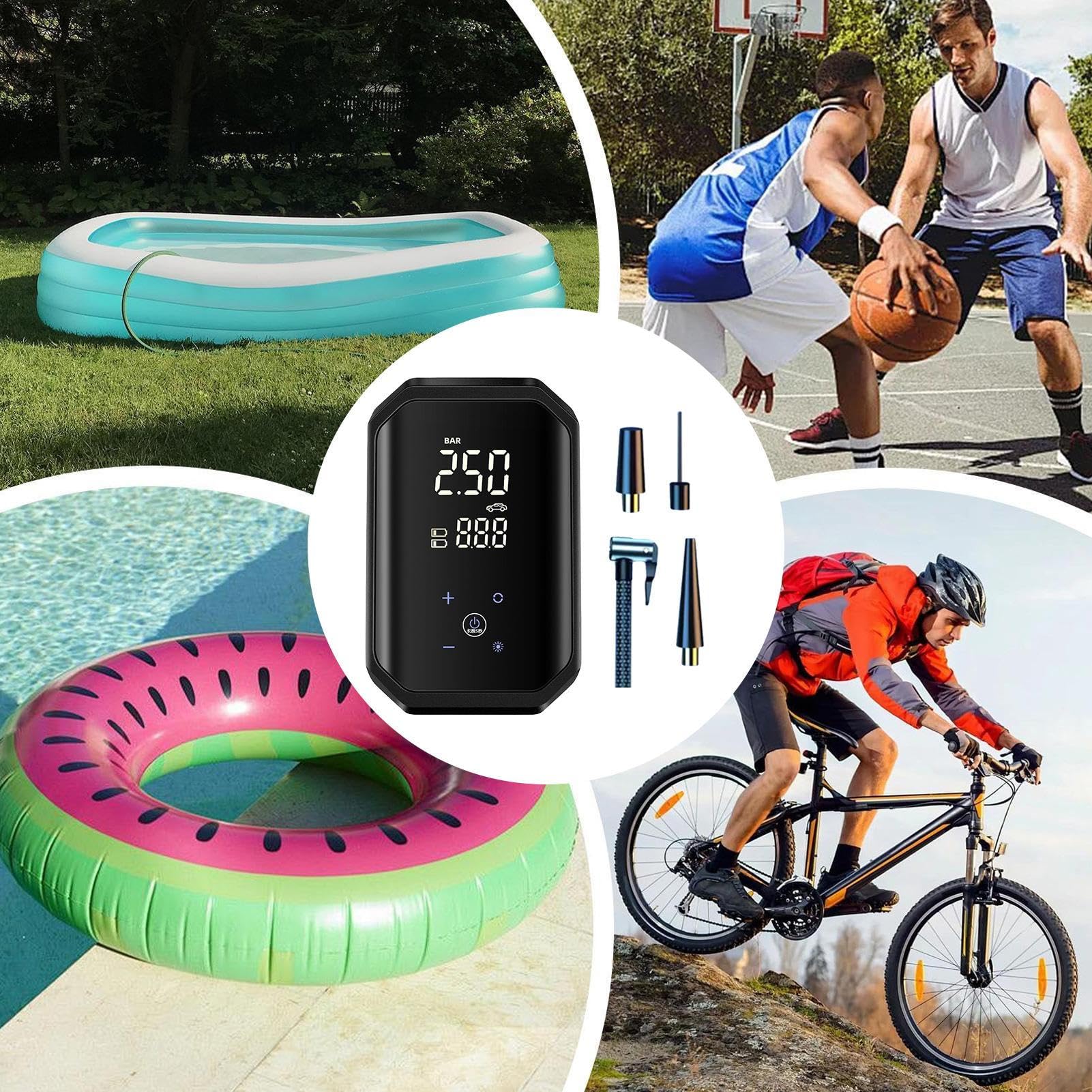 Akumulatorowe pompki do pompowania opon, 14 x 8,7 x 5 cm, urocza, kompaktowa, wysokociśnieniowa, do samochodu, roweru, piłek, sprzętu sportowego, materaca, USB typu C